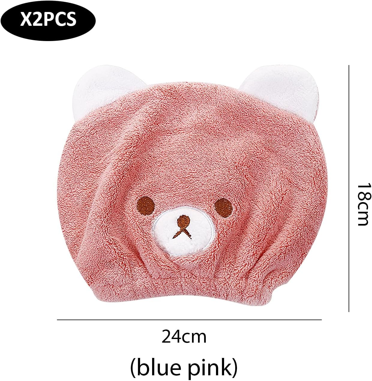 Nyxseat Pack of 2 Bear Dry Caps, Dry Turban, Fast Absorbing Turban, Shortening Blow Drying Time, Suitable for Showering, Makeup and Facial Care (Blue, Pink) image number 5