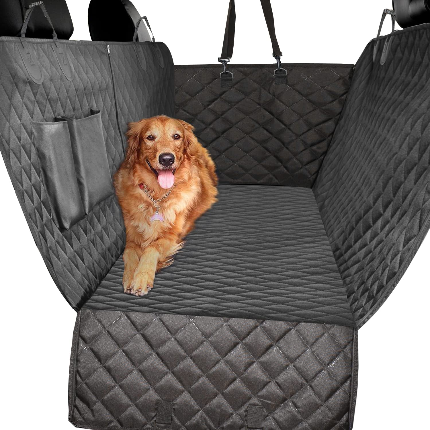 Vailge Extra Large Dog Car Seat Covers, 100% Waterproof Dog Seat Cover for Back Seat with Zipper Side Flap, Heavy Duty Seat Cover for Dogs, Dog Car Hammock Pet Seat Cover for Cars Trucks Suvs image number 4