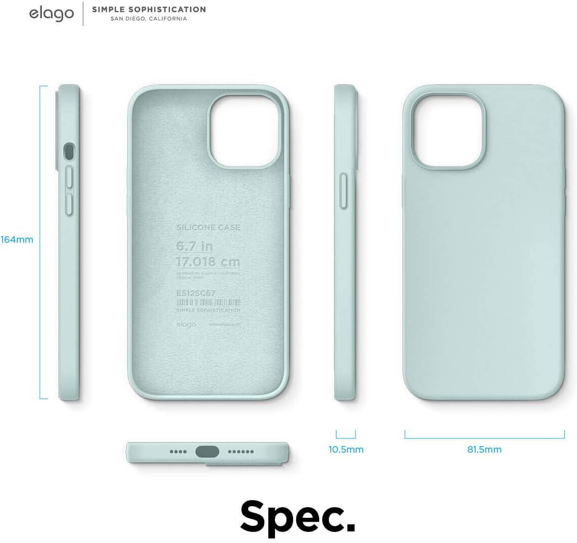 Elago Liquid Silicone Case Designed for Iphone 12 Pro Max Case (6.7"), Premium Silicone, Full Body Protection : 3 Layer Shockproof Cover Case (Green Mint) - Mint Green image number 5