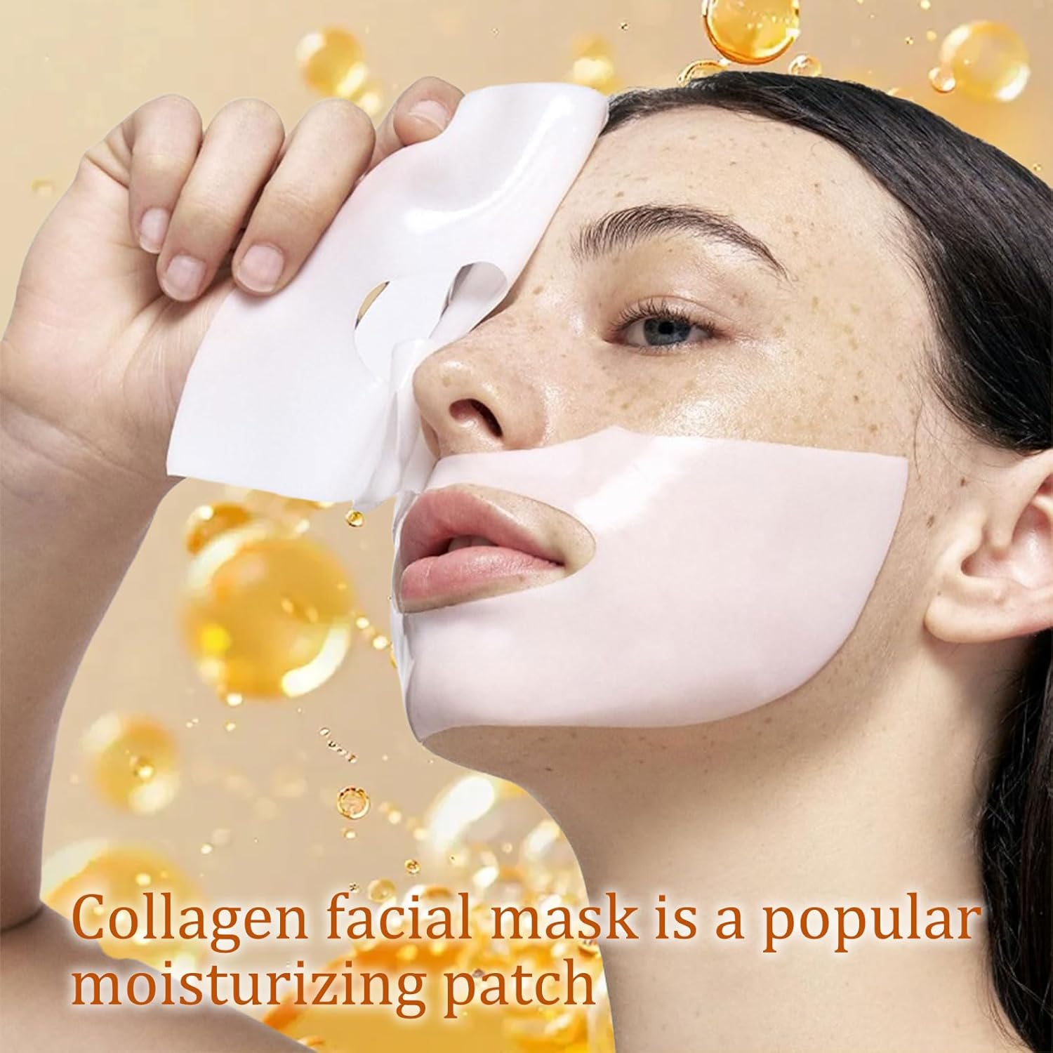 4 Pcs Collagen Face Mask,Nighttime Moisturizer,Bio Collagen Face Mask,Overnight Face Mask,Face Mask Skincare, Improves Facial Elasticity and Moisturization(Yellow) image number 2