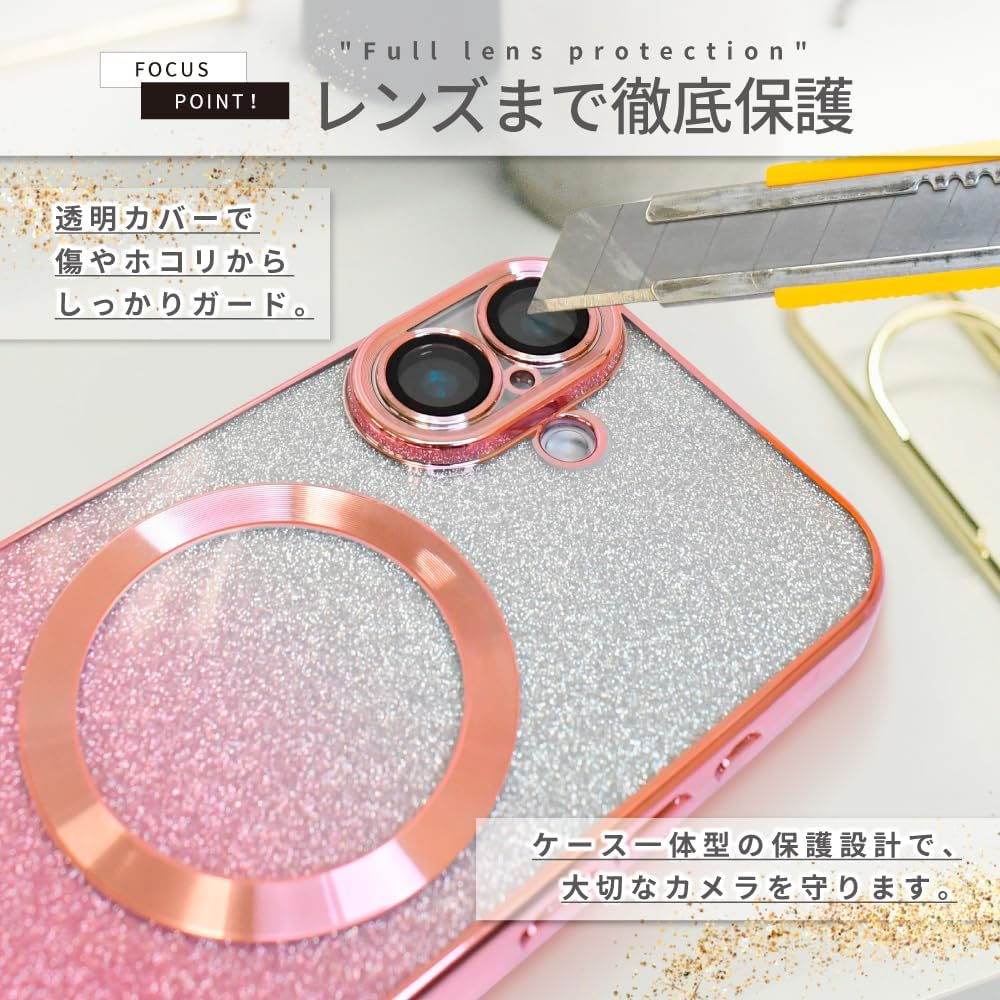 Sizkawil Re Iphone 16E Case, Magsafe Compatible, Sparkling, Lens Protection Cover, Wireless Charging, Shockproof, Hybrid 6, Smartphone Case, Pack of 1, Glitter Dark Purple image number 3