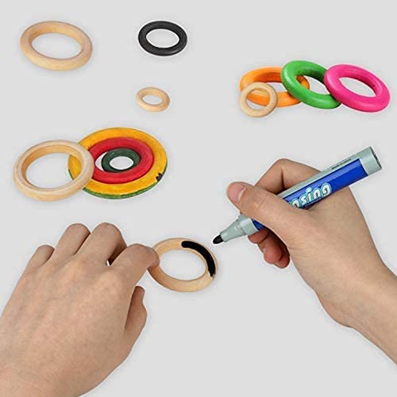 ALINK 50 Pcs Unfinished Natural Wooden Rings Wood Rings for Craft, Ring Pendant, DIY Connectors, Jewelry Making, 5 Size (3Cm, 4Cm,5Cm, 6Cm, 7Cm) image number 1