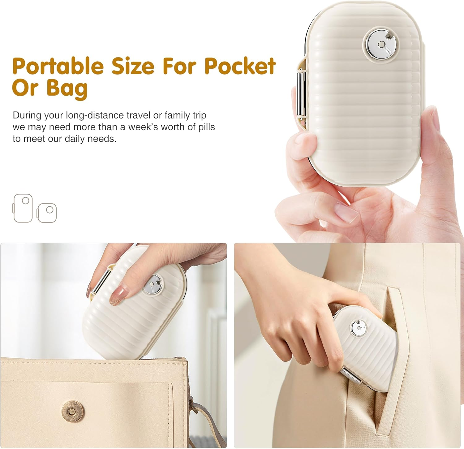 Zannaki Pill Case Portable Small Weekly Travel Pill Organizer, Cute Moisture Proof Pill Box Holder for Purse, Daily Pocket Pharmacy Medicine Container for Vitamin, Fish Oil, Supplement,Small+ Large image number 2