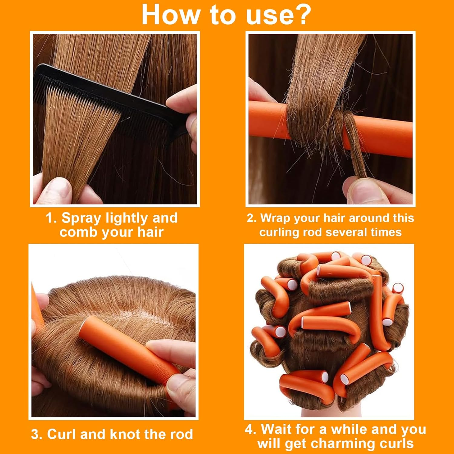 42 Pcs Heatless Curling Irons,Heatless Sleeping Curlers,7 Inch Flexi Soft Foam Heatless Curling Irons,Heatless Curling Barrels for Short and Long Hair - Easy to Use and Won'T Damage Hair image number 1