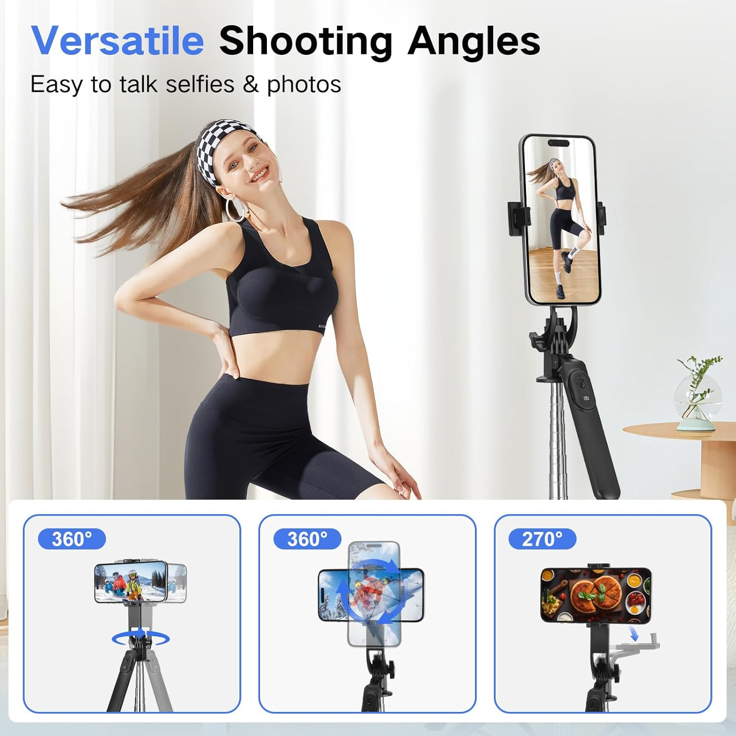 Metal Selfie Stick Tripod for Iphone with Light,70 Inch Cellphone Selfiestick with Remote,Phone Tripod Holder for Video Recording,Portable Travel Selfie Stick Compatible with Iphone,Android and Gopro image number 5