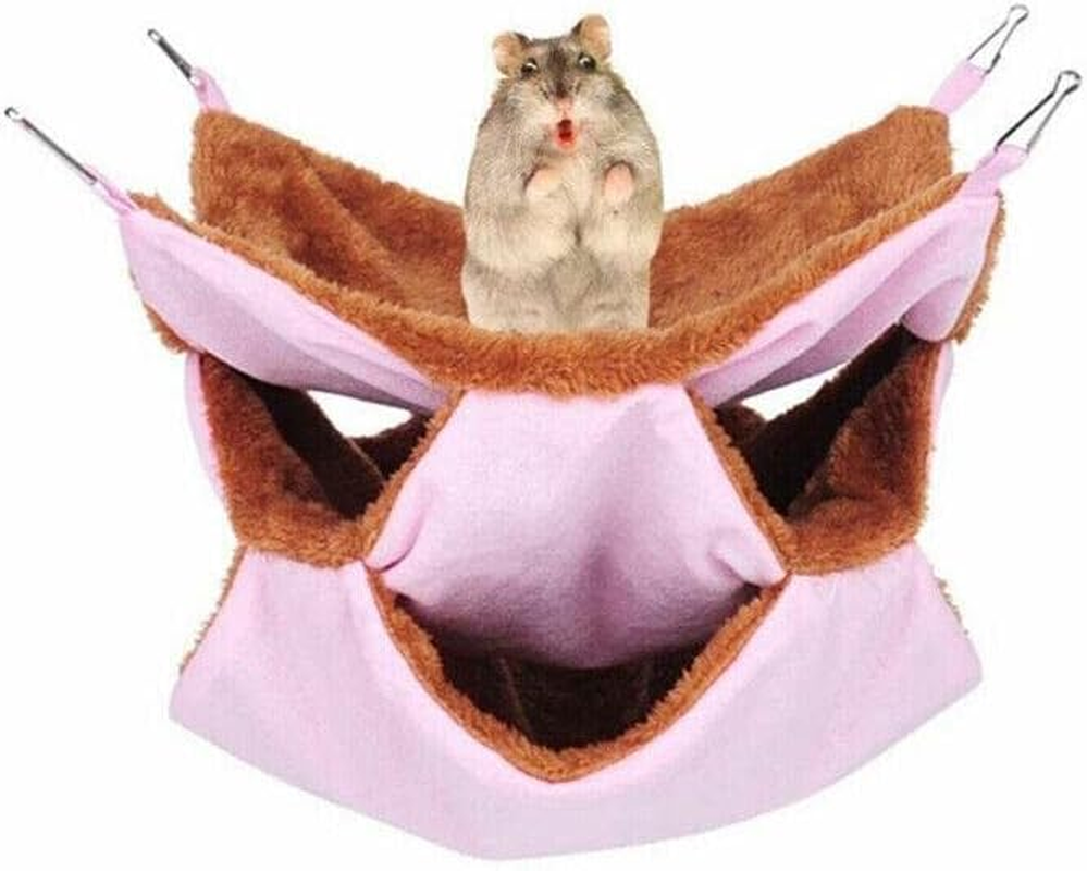 New Guinea Pig Rat Hammock Hamster Ferret Hanging Nest Mice Bed Toy Warmer House - Hanging Toy Warmer House with Sturdy Metal Buckles - Green Rabbit image number 3