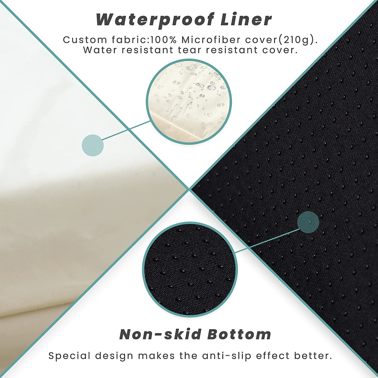 Laifug Orthopedic Memory Foam Extra Large Dog Bed with Pillow and Durable Waterproof Liner, Removable and Washable Cover (Large (117" X 71" X 20") CM, Grey) image number 5