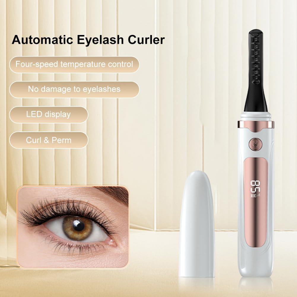 Electric Eyelash Curler Tool USB Rechargeable 4 Mode Women Makeup Tools (White)