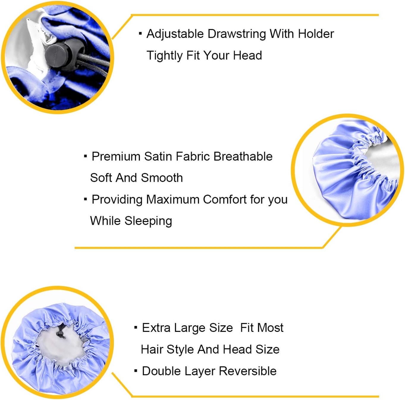 Advocator Purple Butterfly Satin Bonnet Sleep Bonnet Cap - Extra Large, Double Layer, Reversible, Adjustable Satin Cap for Sleeping Hair Bonnet