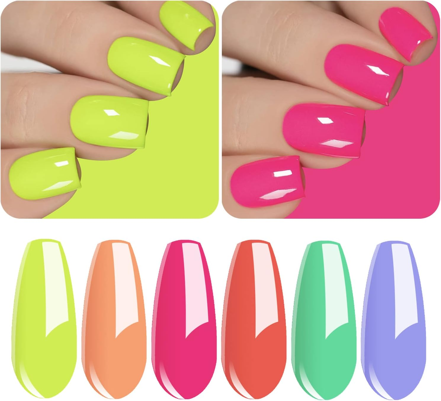 Vishine Neon Color Gel Nail Polish, 16Ml Sun-Kissed Neon Coral Orange Cream Gel Nail Soak off UV LED Nail Lamp Gel Polish Nail Art Manicure Salon DIY Home 0.54Oz #M100