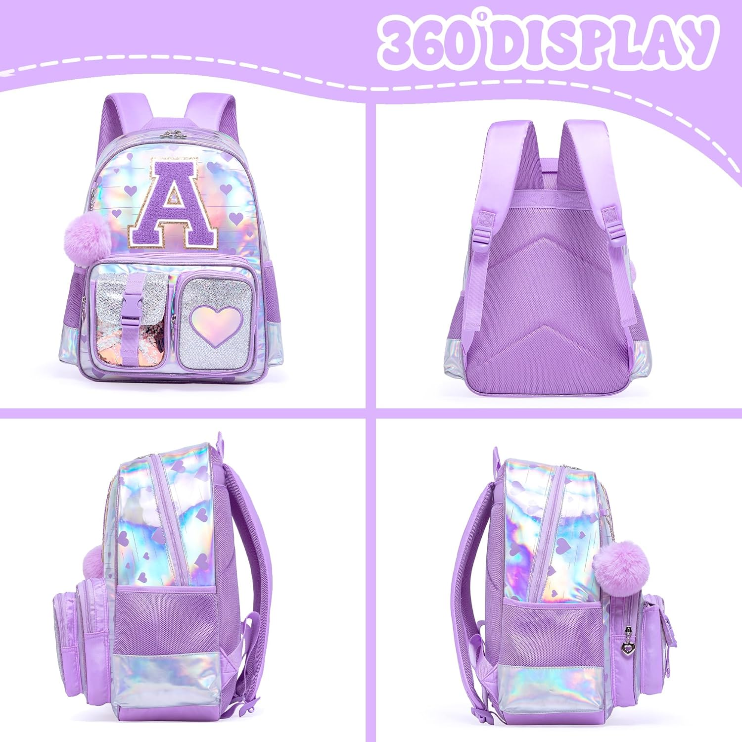 Htgroce Girls Unicorn Clear School Backpack Lightweight Little Kids Backpack - Black Gp image number 2