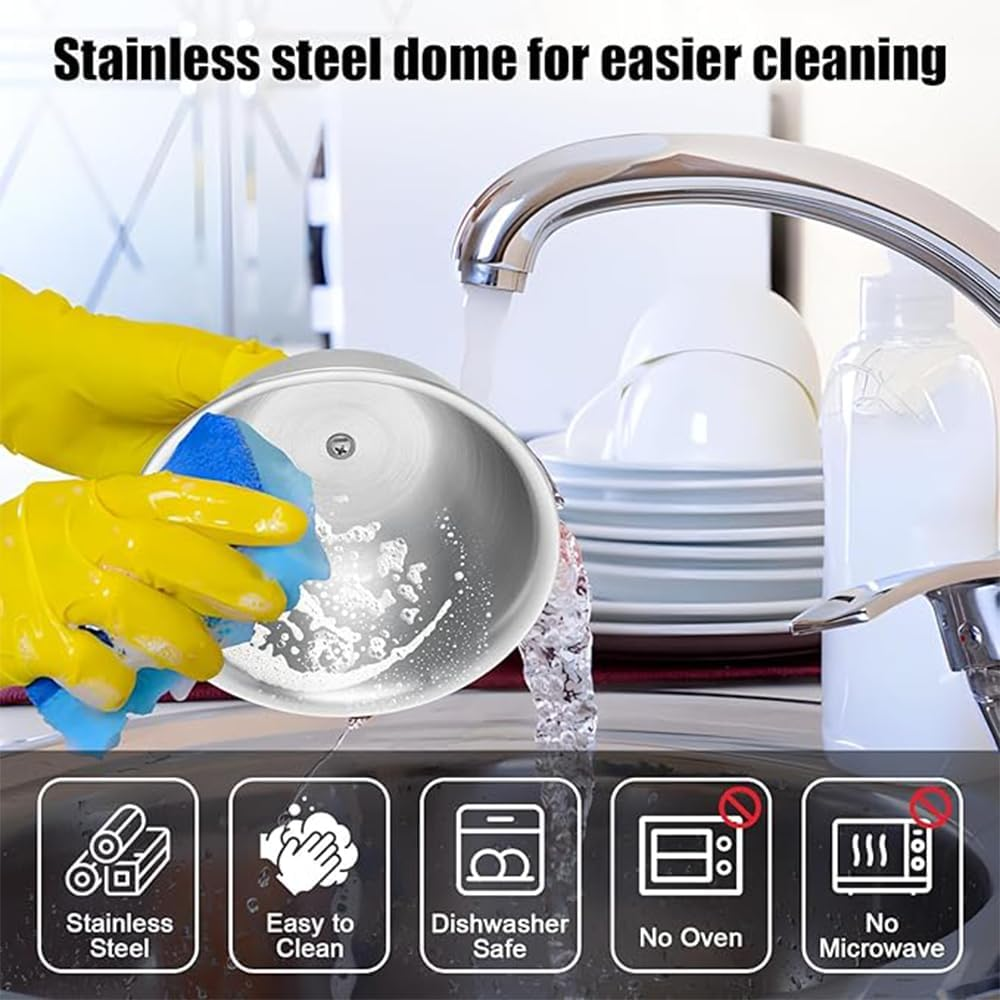 2 PCS Burger Covers Stainless Steel,Small Metal Steaming Cover Grill Lid,Cheese Melting Dome,Ideal for Indoor & Outdoor Flat Top Griddle Teppanyaki, Dishwasher Safe image number 5