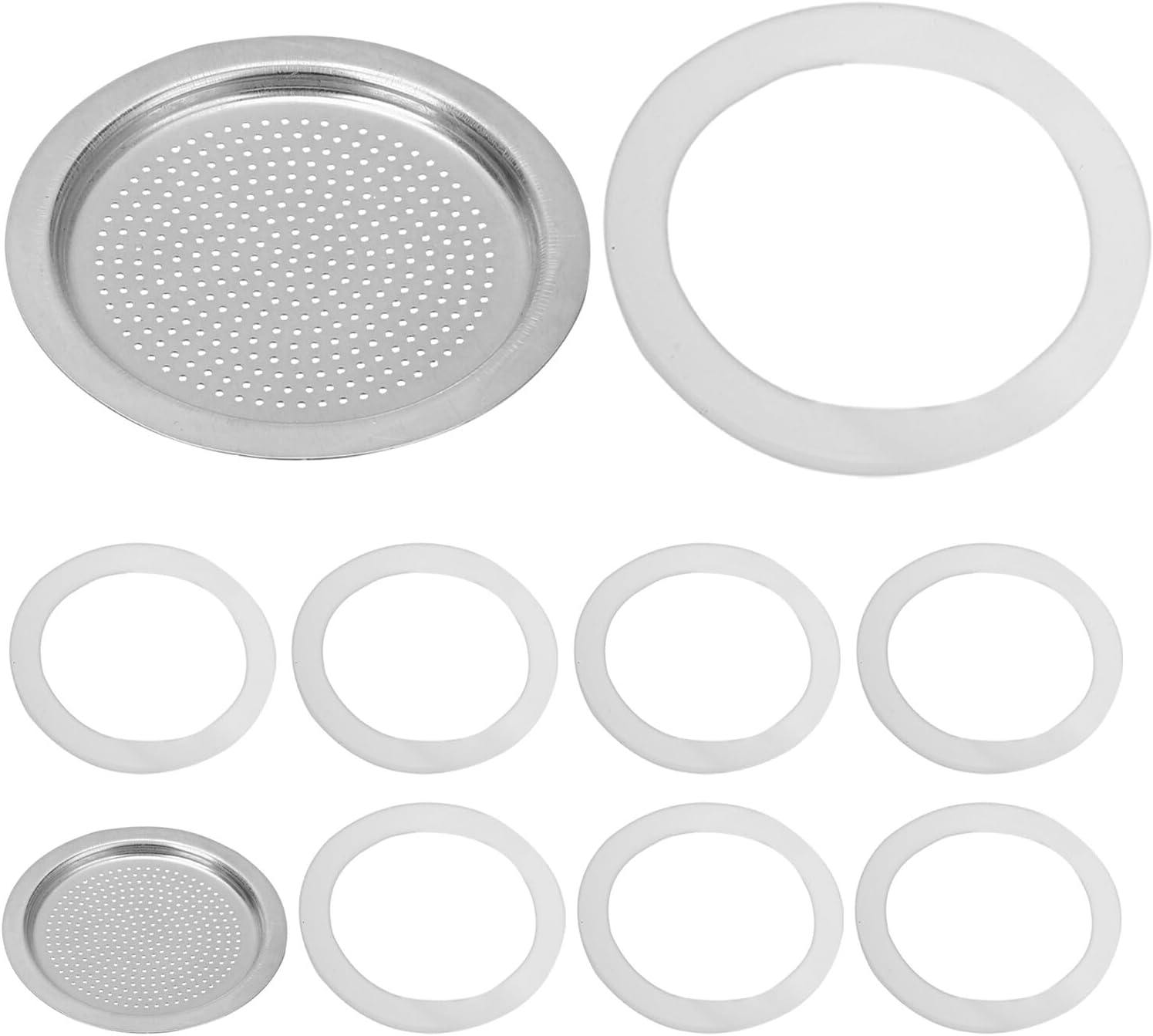 10Pcs Silicone Gasket and Filter Set for 6-Cup 300Ml Espresso Coffee Maker &ndash; Food-Safe Leak-Resistant Replacement Sealing Rings and Filters for Stovetop Canister and Coffee Machine image number 5