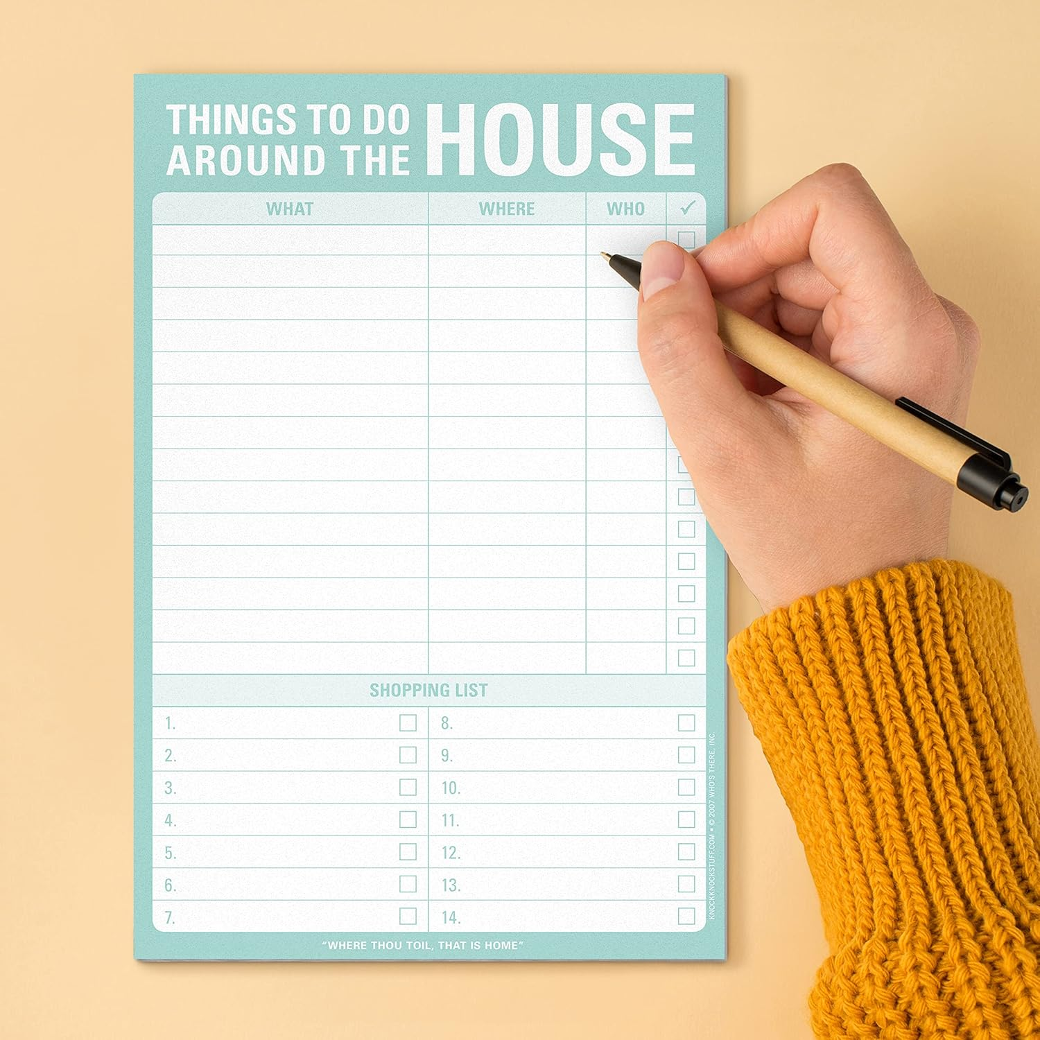 1-Count Knock Knock Things to Do around the House Pad with Magnet, Honey Do List Note Pad & Shopping Grocery List Pad, 6 X 9-Inches (Teal) image number 1