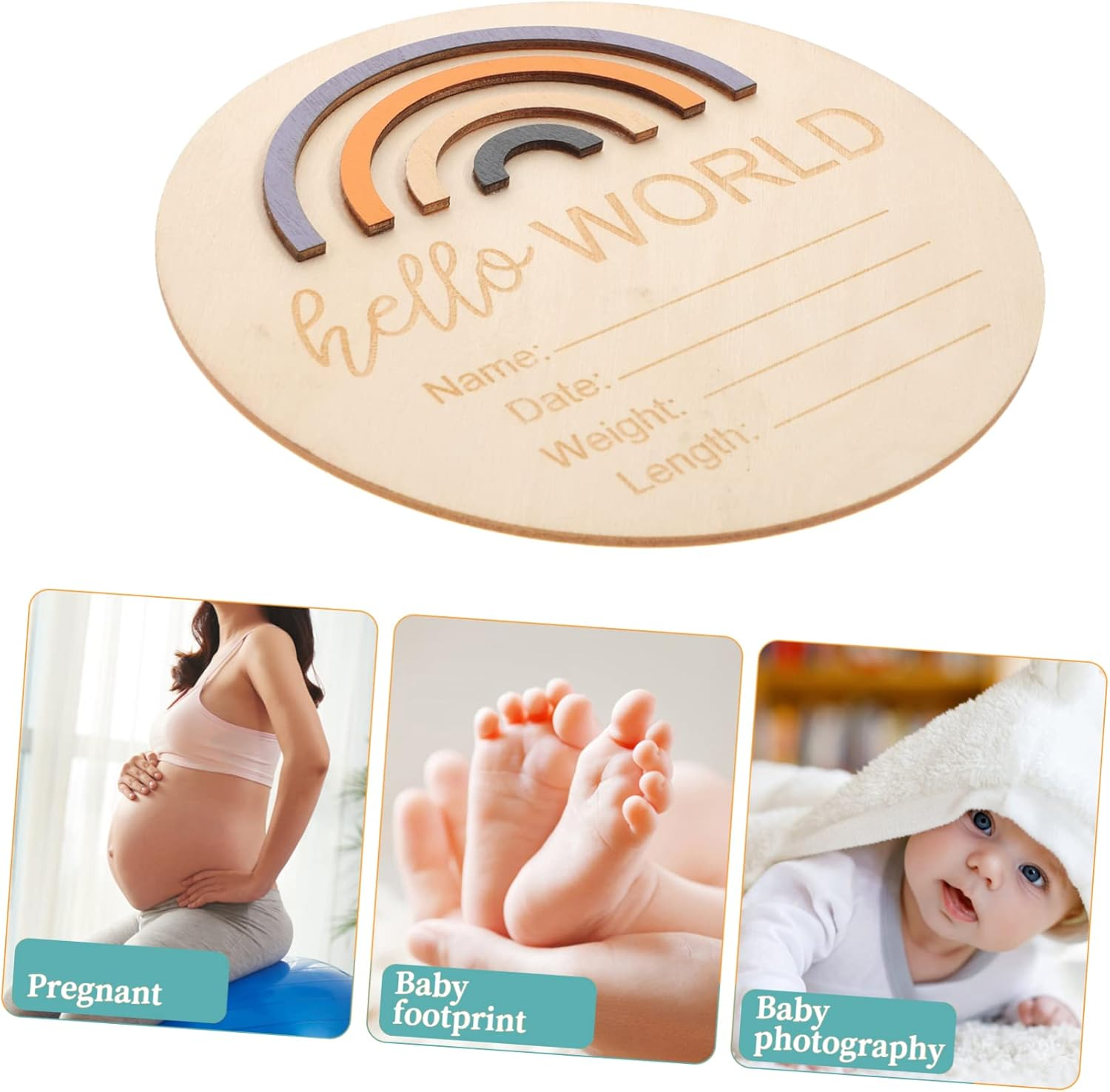 Beaupretty Wooden Month Card Milestone Sign for Monthly Growth Nursery Announcement Board for Newborn Photoshoot image number 4