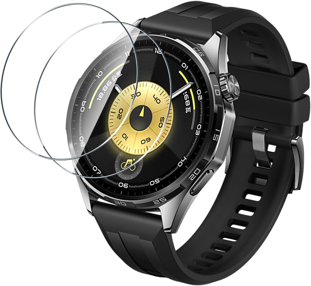 Aiziki Glass Screen Protector for Huawei Watch GT6 Tempered Glass Film, Impact-Protection, Anti-Shatter, Anti-Scratch, Bubble Free, [2 Pack] Screen Protectors Huawei Watch GT6 46Mm image number 3