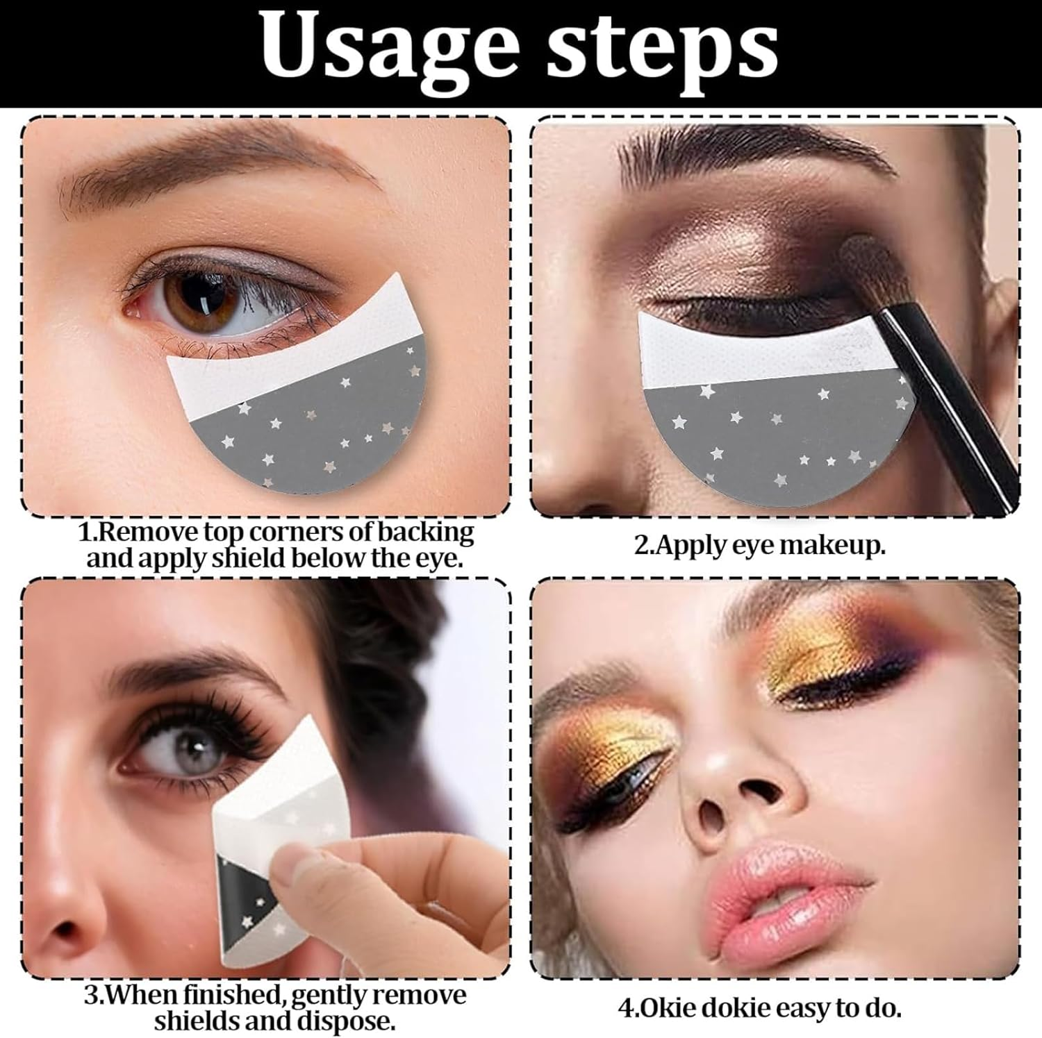 Kzvsiy 100 Pcs Eyeshadow Shields, Lint-Free Eye Makeup Pads, Professional Eyeshadow Stickers for Eyelash Extensions, Eyeliner, Lipstick, and Preventing Makeup Residue image number 4