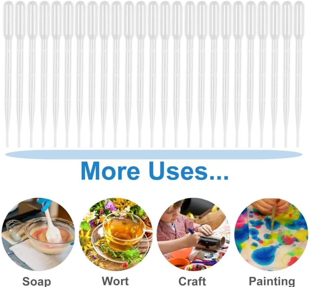 Dropper, 200Pcs Transparent Pasteur Graduated Dropper, for Laboratory Liquid Transfer Essential Oil Makeup Tool Transfer Liquid Device 3Ml