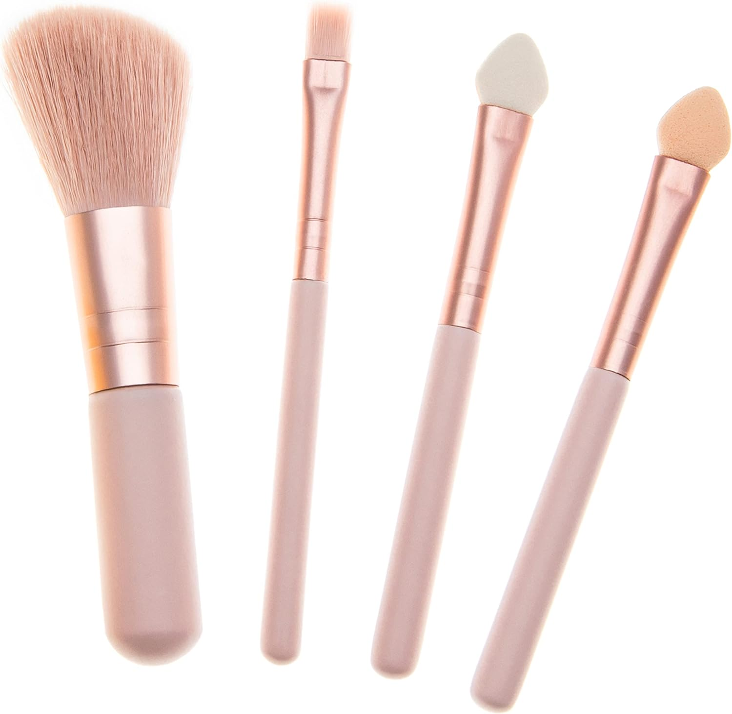 Miss Nella Make up Brush Set for Kids, 4 Kid Size Pink Brushes, 2 Eye Shadow Applicators, Blush Brush, Blending Brush, Perfect for Little Hands