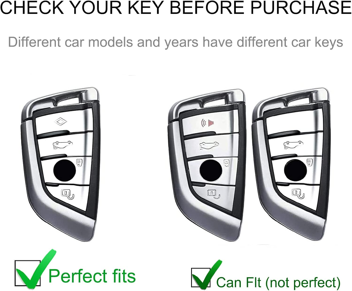 CACARLIKE for BMW Key Fob Cover with Leather Lanyard, Car Key Fob Case Compatible with BMW 2 5 6 7 Seriesx1 X2 X3 X5 X6 Smart Key Protector Holder image number 3