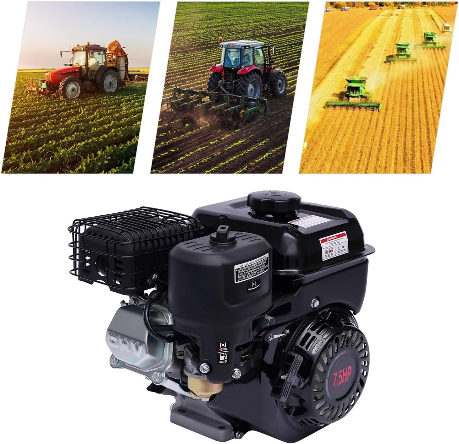 4 Stroke 7.5 HP Petrol Engine OHV Stationary Motor Kart Engine Single Cylinder Engine 210CC 5100W for Cars Speedboats image number 3