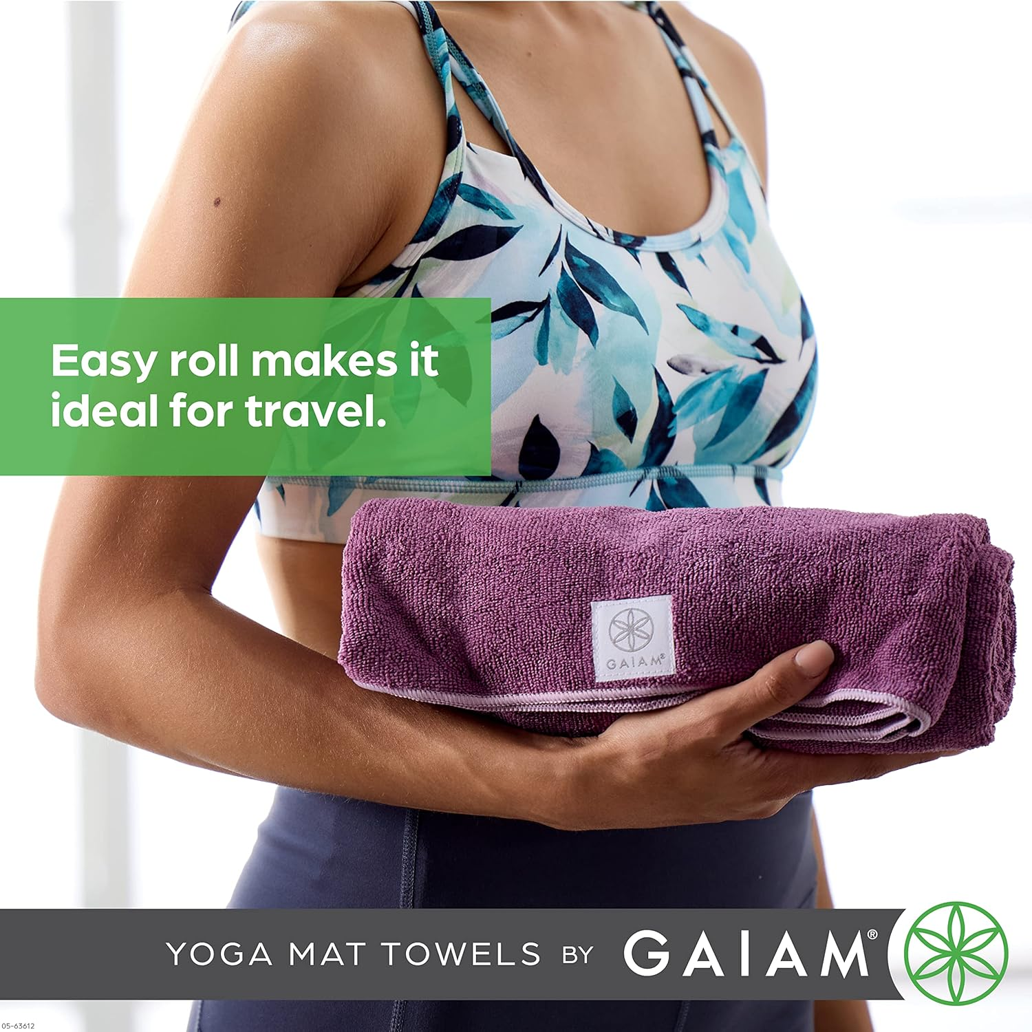 Gaiam Yoga Mat Towel Microfiber Mat-Sized Yoga Towel for Hot Yoga (68" L X 24" W), Folkstone Grey image number 2