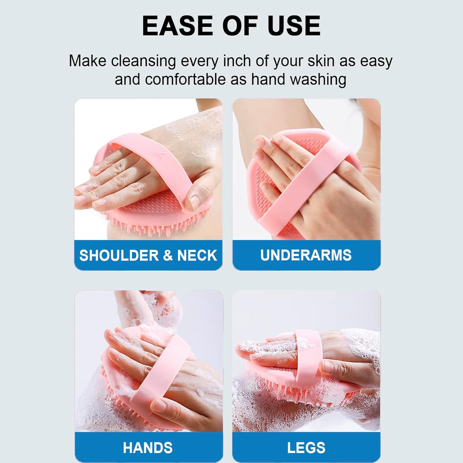 Silicone Body Scrubber, Exfoliating Body Scrubber for Sensitive Skin, Non-Slip Shower Scrubber for Body, Silicone Body Brush for Showering, Charcoal, Effective Showering Exfoliation, Gentle Massage image number 2