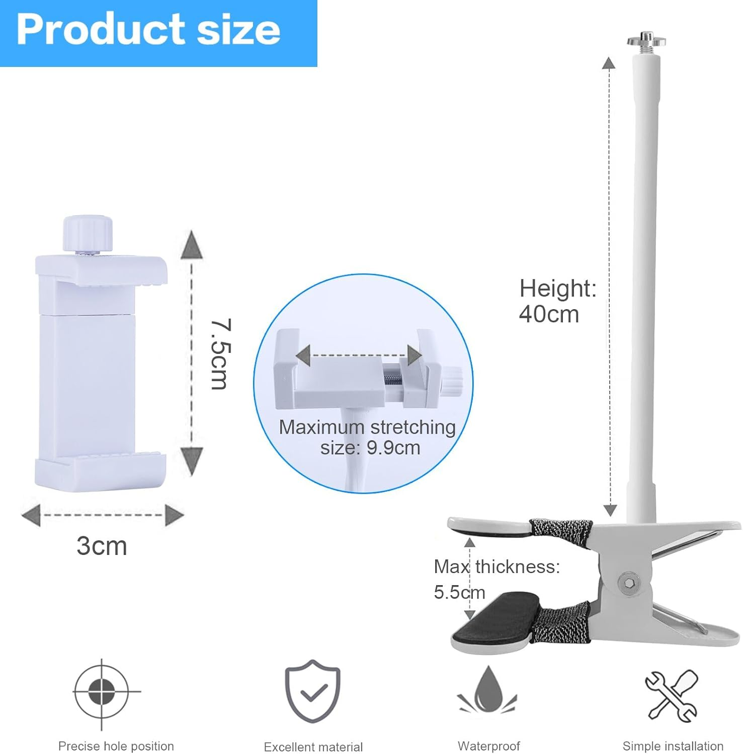 Universal Holder for GHB Baby Monitor, Flexible Baby Camera Mount Bracket for Hellobaby Monitor, Babyphone Accessories Stand for Vtech/Momcozy/Boifun/Babystar/Philips Video Monitor, Mobile Phone Clip image number 6