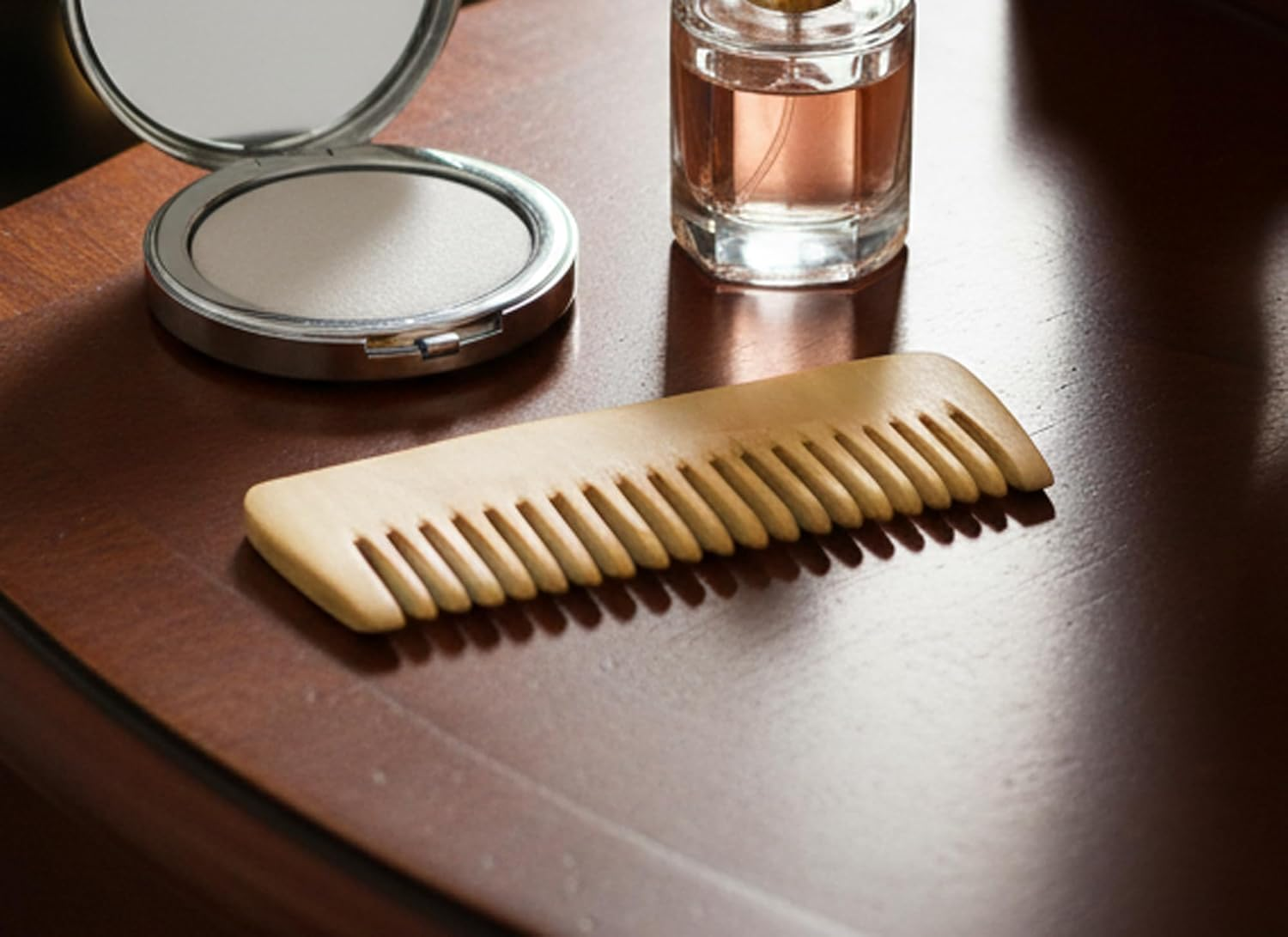 Esplanade Wooden Comb for Men & Women - Brown Sheesham Wood Handmade Anti-Static Head Hair, Beard, Moustache Comb with Free Carrying Pouch image number 1