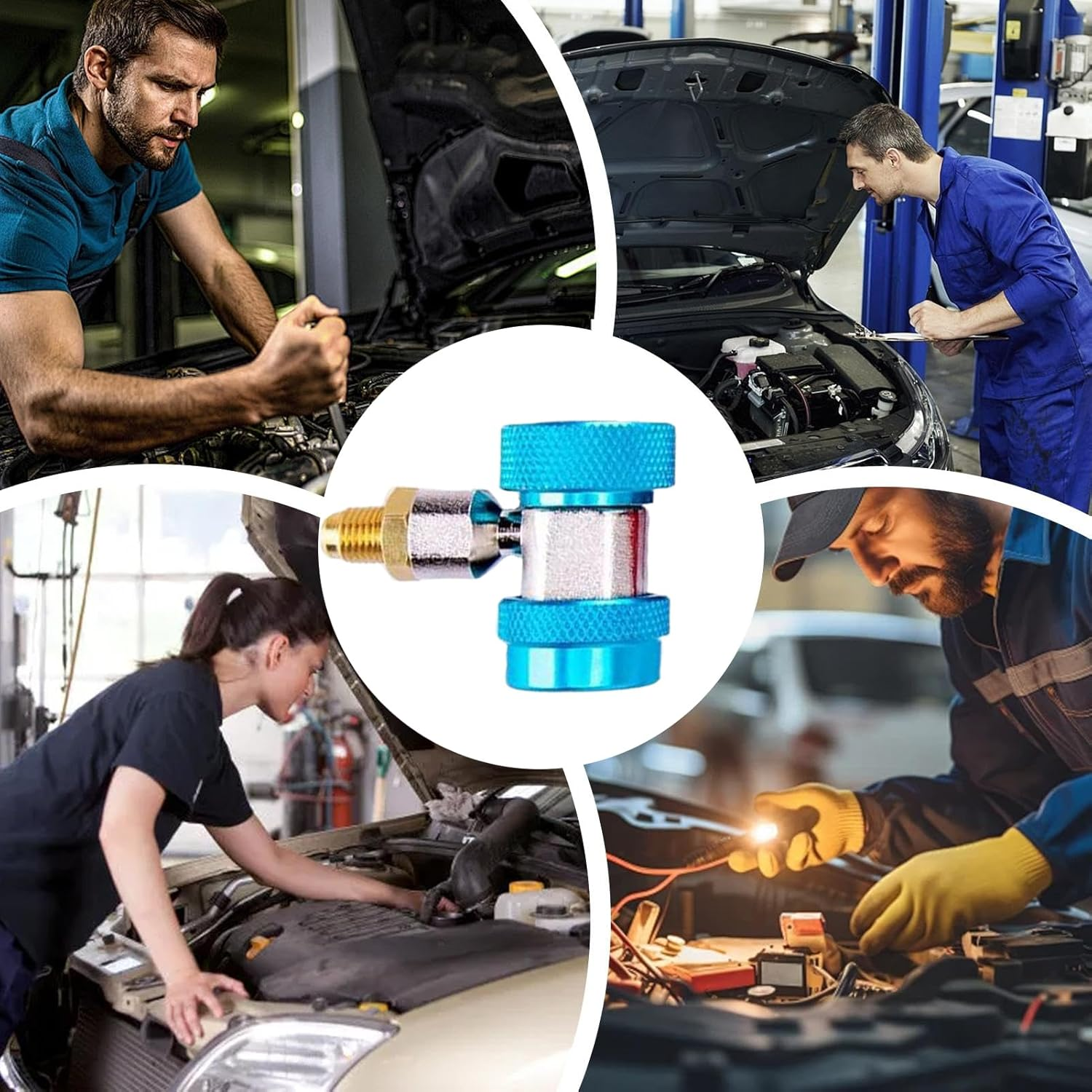 R134A Quick Coupler Adapters,R134A Manifold Gauge Adapters | Leak-Proof Adjustable Automotive RV Auto Connector for Air Conditioning Systems - High Pressure image number 7