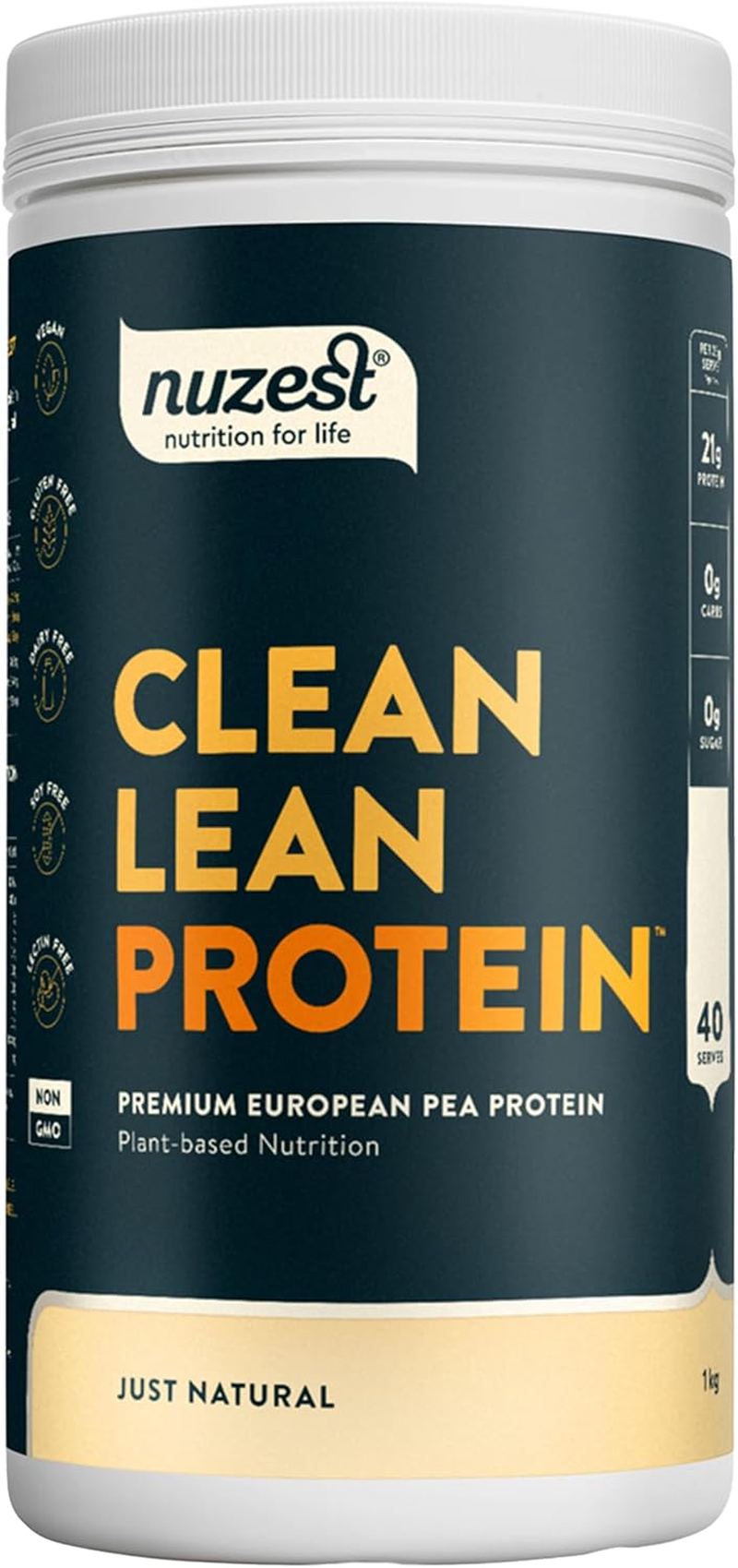 Nuzest - Pea Protein Powder - Clean Lean Protein - Just Natural - Vegan Protein Shake - Plant-Based Low Calorie & Low Carb - Gluten Free - Dairy Free - 1Kg (40 Servings) image number 1