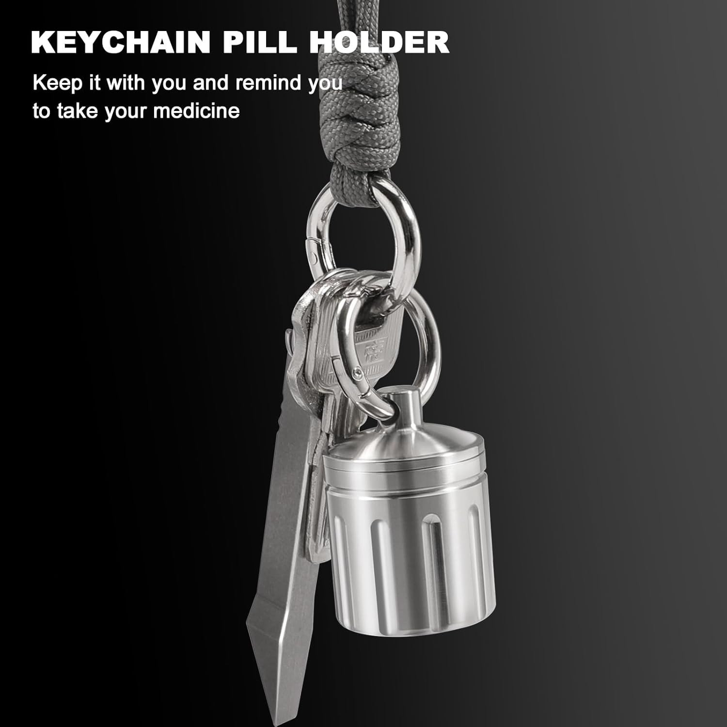 Stainless Steel Waterproof Pill Case, Pill Organizer for Outdoor Travel Camping, Keychain Small Holder Case, Carry Vitamins, Antibiotics, Birth Control Pills, Etc image number 3