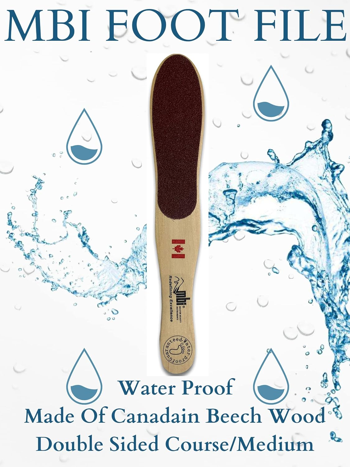 Master Beauty Instruments (MBI) Premium Water Proof Wooden Foot File, Foot Rasp for Wet and Dry Feet, Removes Callus for Foot, 2 Sided Medium/Course Grit, Premium Grade Making the Handle Ultra Smooth' image number 4