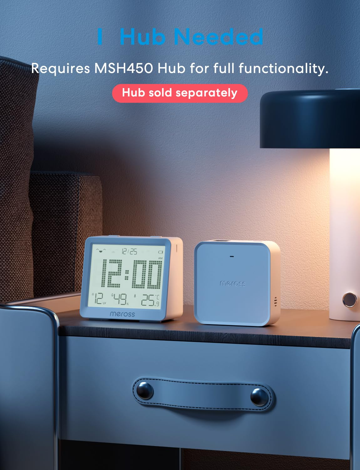 Meross Smart Thermometer Hygrometer, Requires MSH450 Hub, Wifi Room Temperature Humidity Sensor with Alerts for Baby, Greenhouse, Indoor, Compatible with Matter, Homekit, Alexa, Google Home image number 5