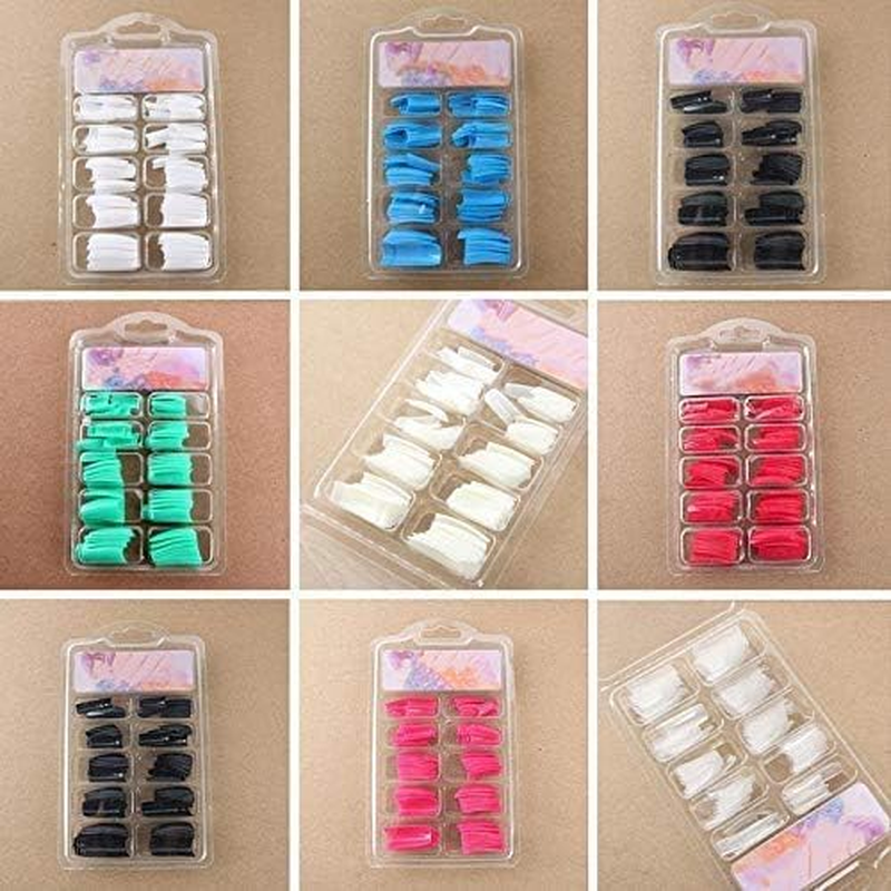 100 Pcs Black DIY Acrylic Gel French Nail Art Colored French Tips False Nail Tips False Nails Accessories image number 3