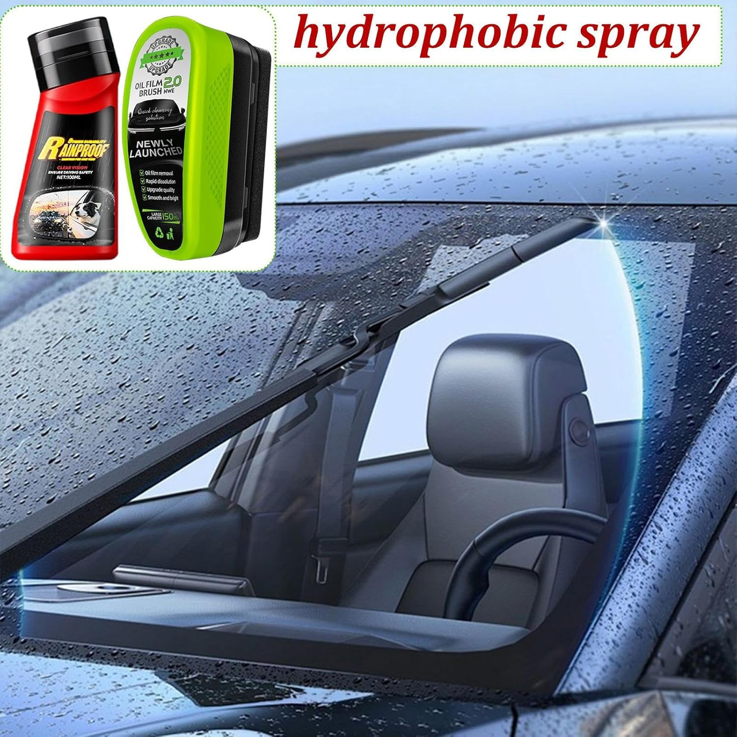 Weldphur Car Glass Oil Film Remover - Automotive Exterior Cleaner | Hydrophobic Windshield Cleaning Brush for Truck SUV Sedan Window Morning Rainy Driving Foggy Weather Winter image number 6