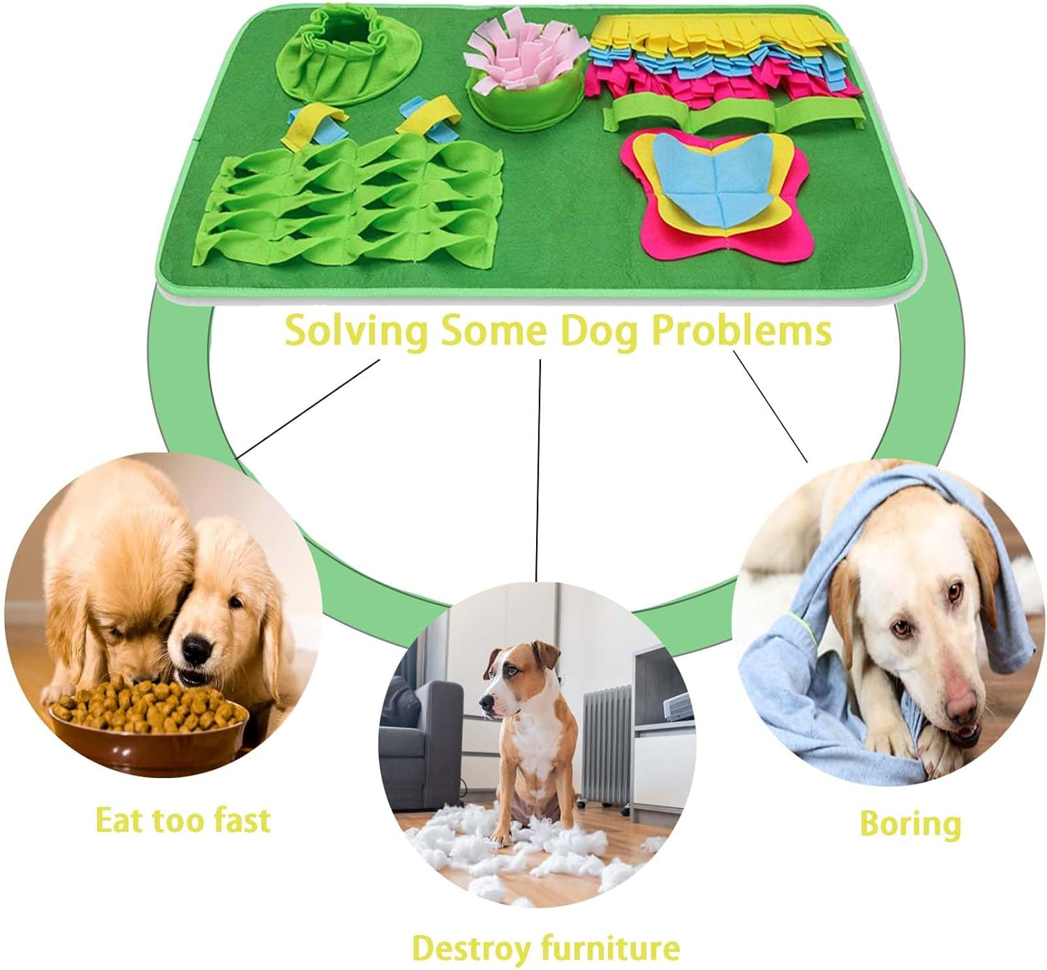 Snuffle Mat for Dogs,Snuffle Mat for Dogs Large Breed and Medium,27.5''&times;16.9'' Dog Feeding Mats for Slow Feeder and Smell Training,Interactive Dog Toys image number 3
