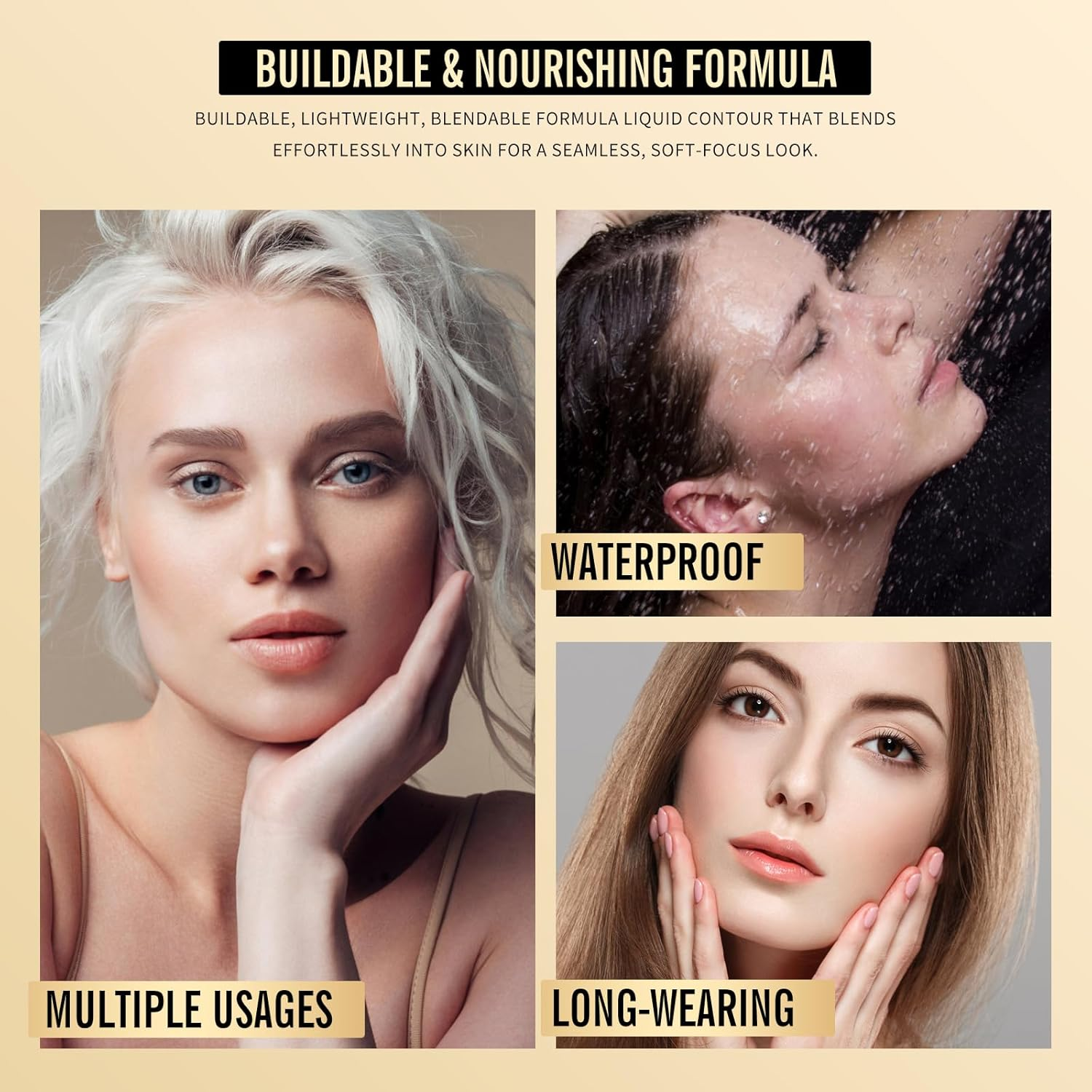 KIMUSE Soft Liquid Contour Stick, Glow Liquid Cream Bronzer, Weightless, Long Wearing, Smudge Proof, Natural Looking, Blendable, Bronzer Makeup - Shiny Bronze image number 4