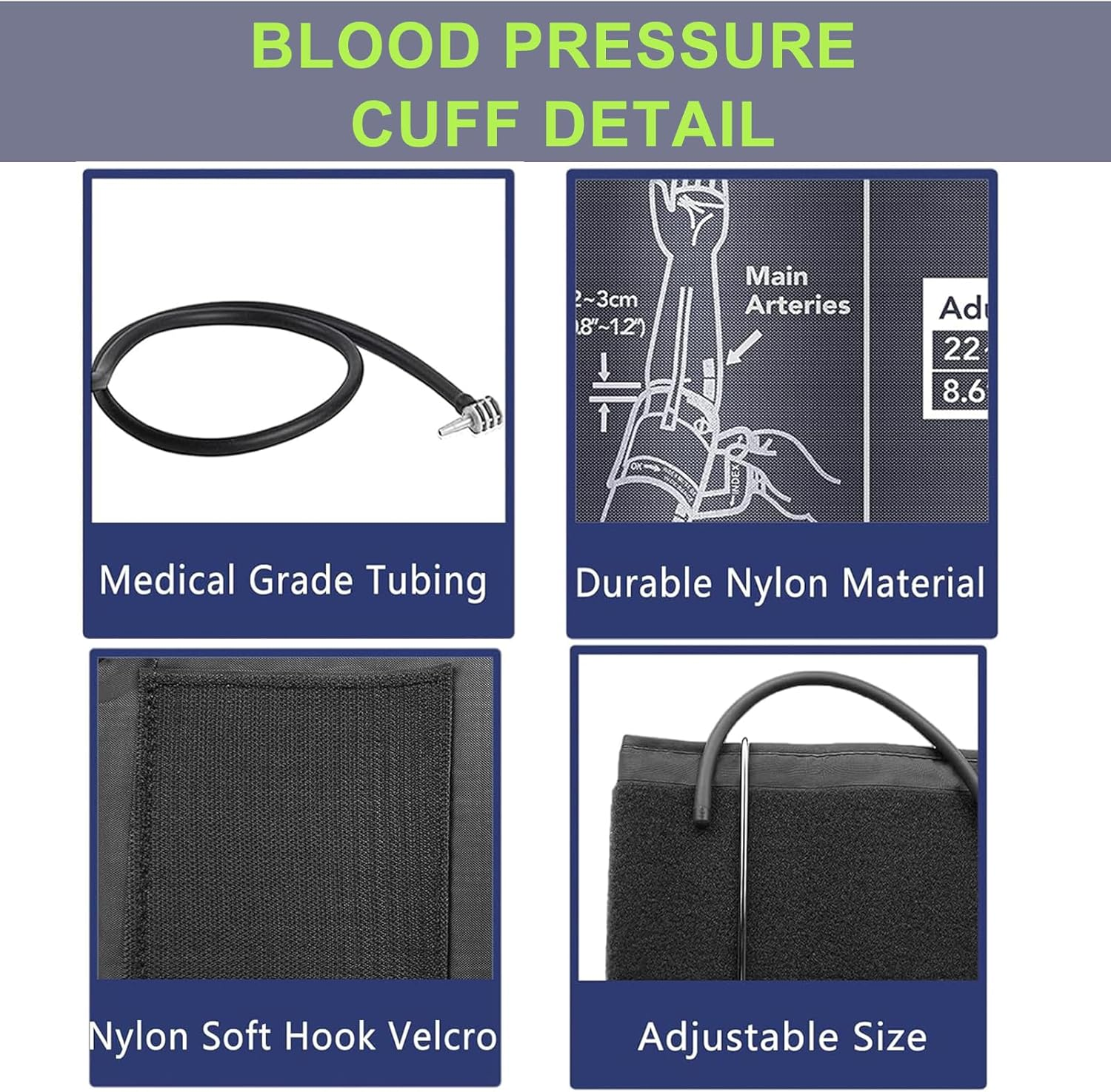 Replacement Extra Large Cuff for Omron BP Monitors 22-52CM Big Arm - Adjustable XL Blood Pressure Cuff, Includes 6 Universal Interface, Blood Pressure Monitors Large Cuff Compatible image number 1