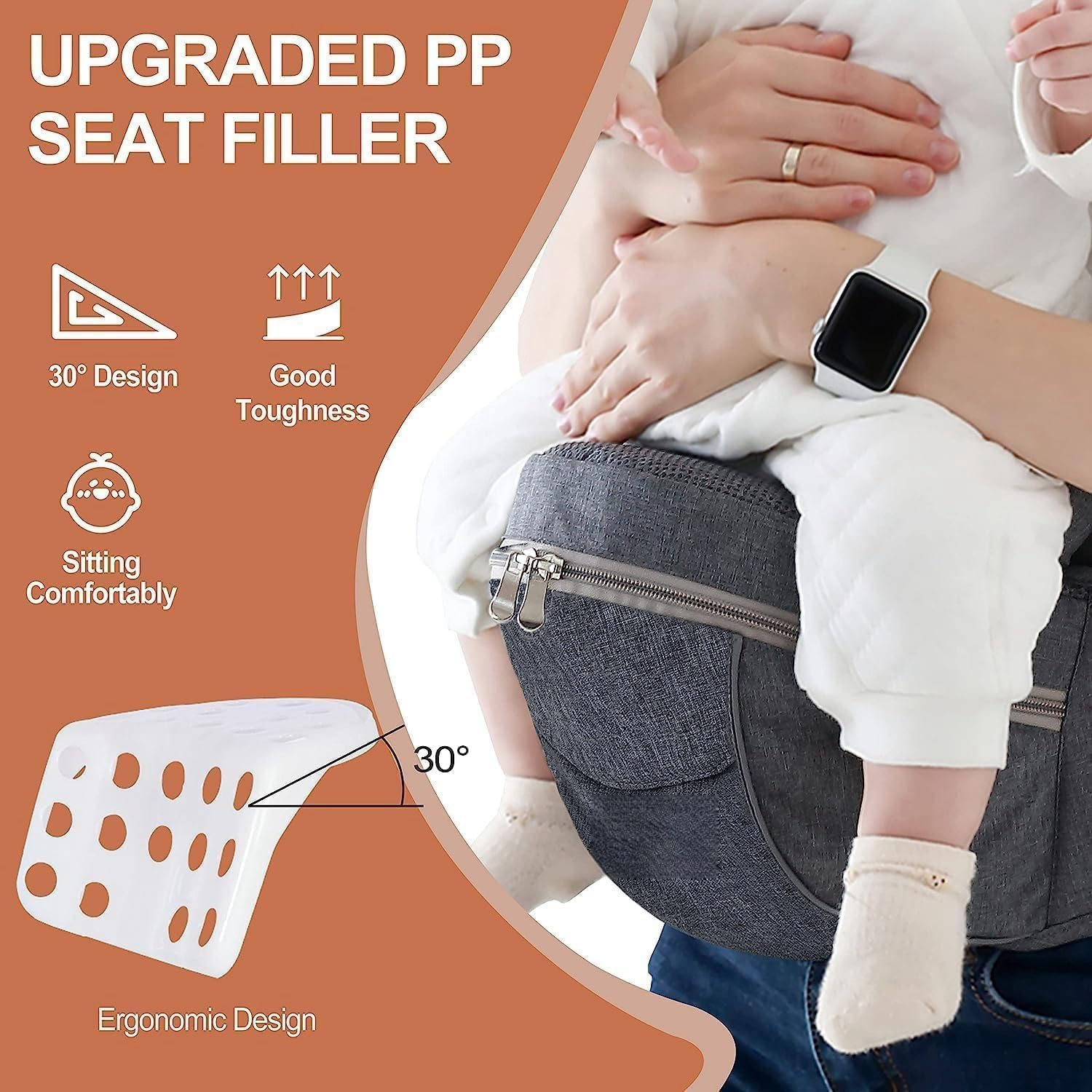 Baby Hip Seat Carrier Baby Waist Stool for Child Infant Toddler with Adjustable Strap Buckle Pocket Soft Inner Huge Storage image number 2