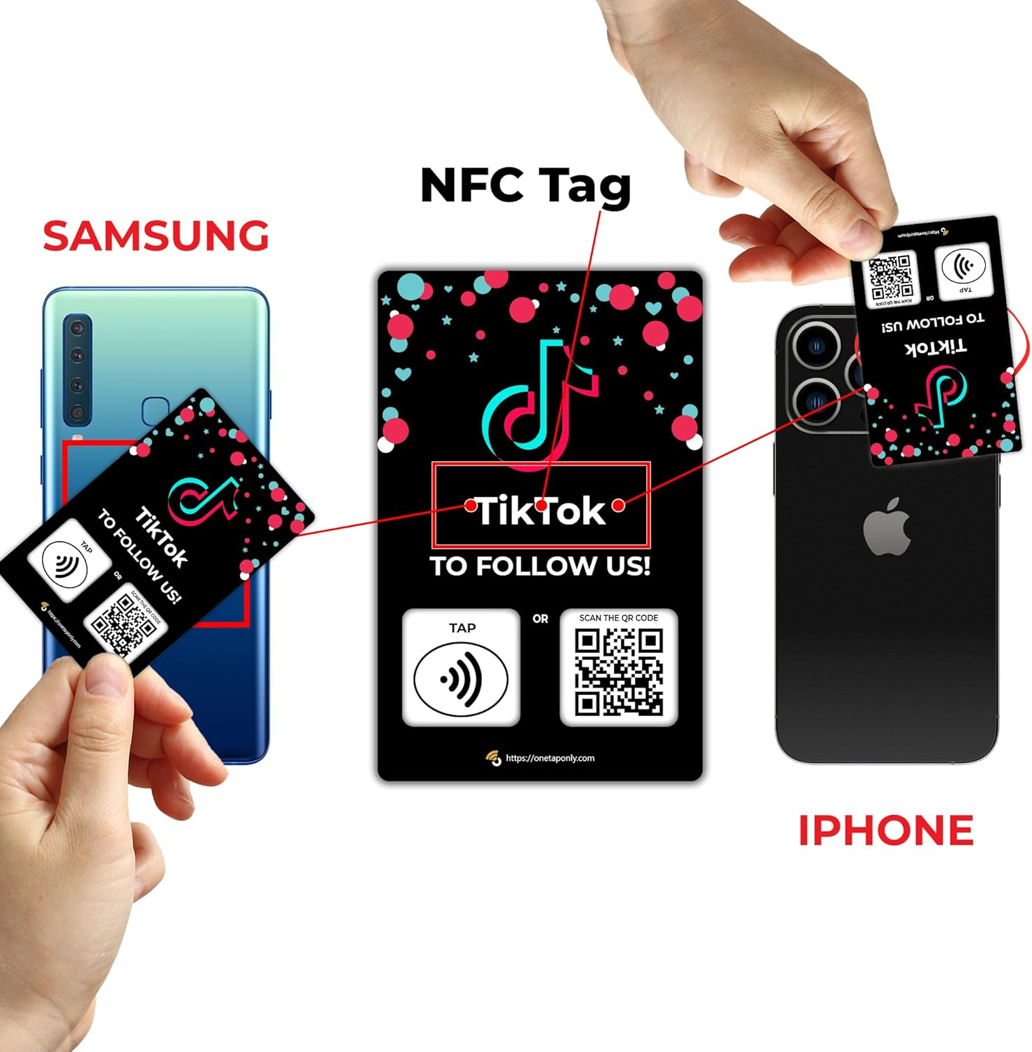 NFC Business Cards 1 Pack &ndash; Contactless Smart Tap & QR Code &ndash; Compatible with TIK Tok Review System &ndash; Reusable Feedback Tool for Restaurants, Local Businesses &ndash; Works with All Phones