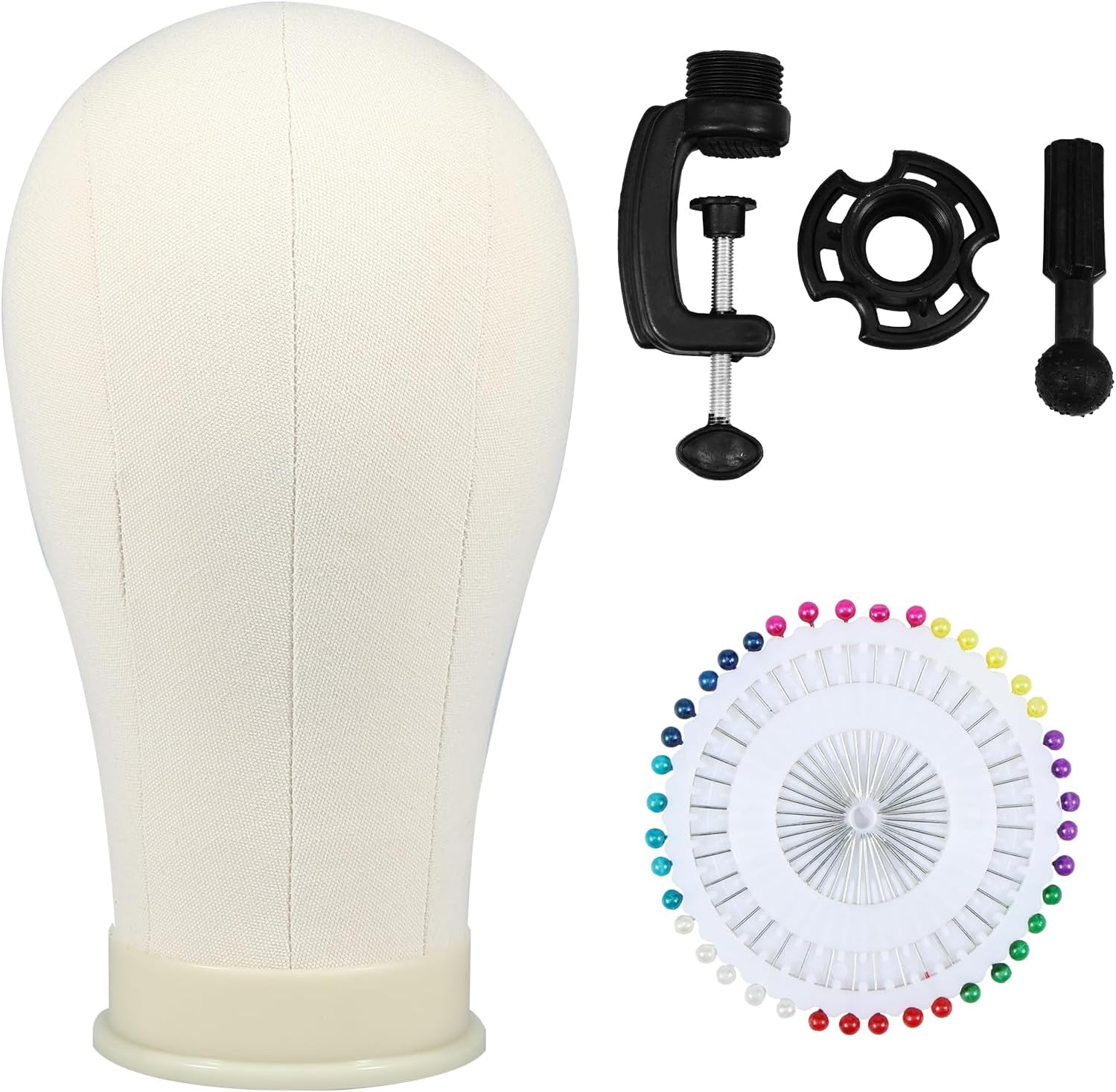 Enduring Head Wig for Styling, Cork Canvas Block Mannequin Head Wig Display Styling with Mount Hole, Easy to Stall Multipurpose Wig Styling Stand, Wig Making Kit for Cosplay Making Wigs Display (A)