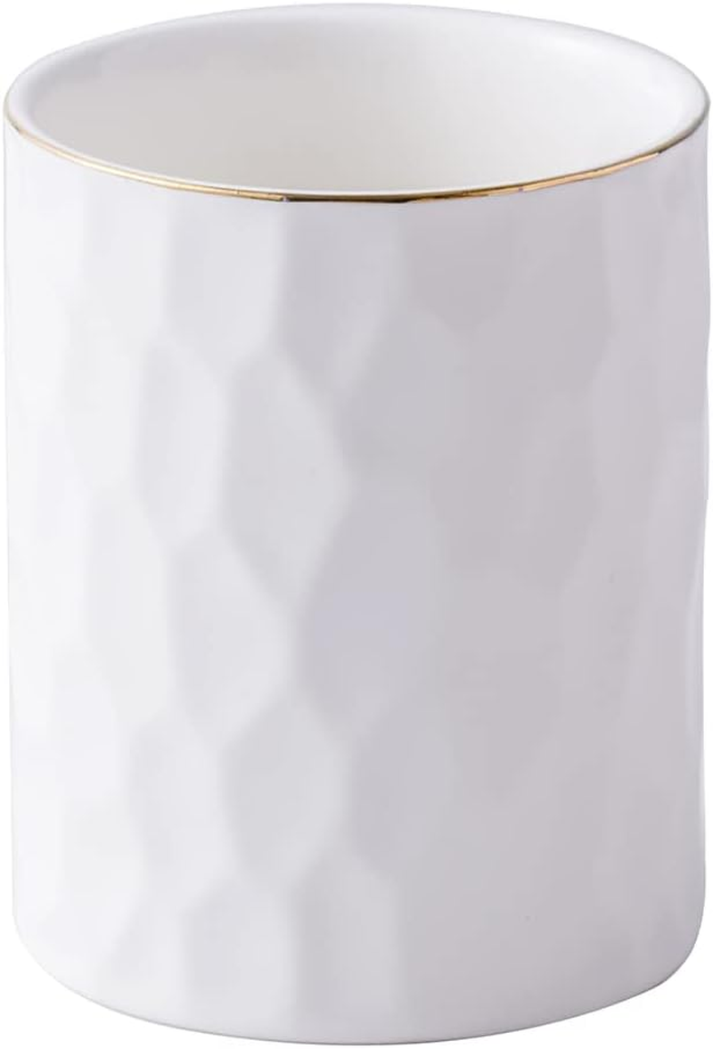 YOSCO Desk Organizer Set of 2 for Office, Ceramic Pen Holder and Paper Clip Holder, Cute Pencil Cup Pot for Desk, Paper Clip Dispenser for Desktop, Makeup Brush Holder, Ideal Gifts (Black Set) - Black Set image number 5