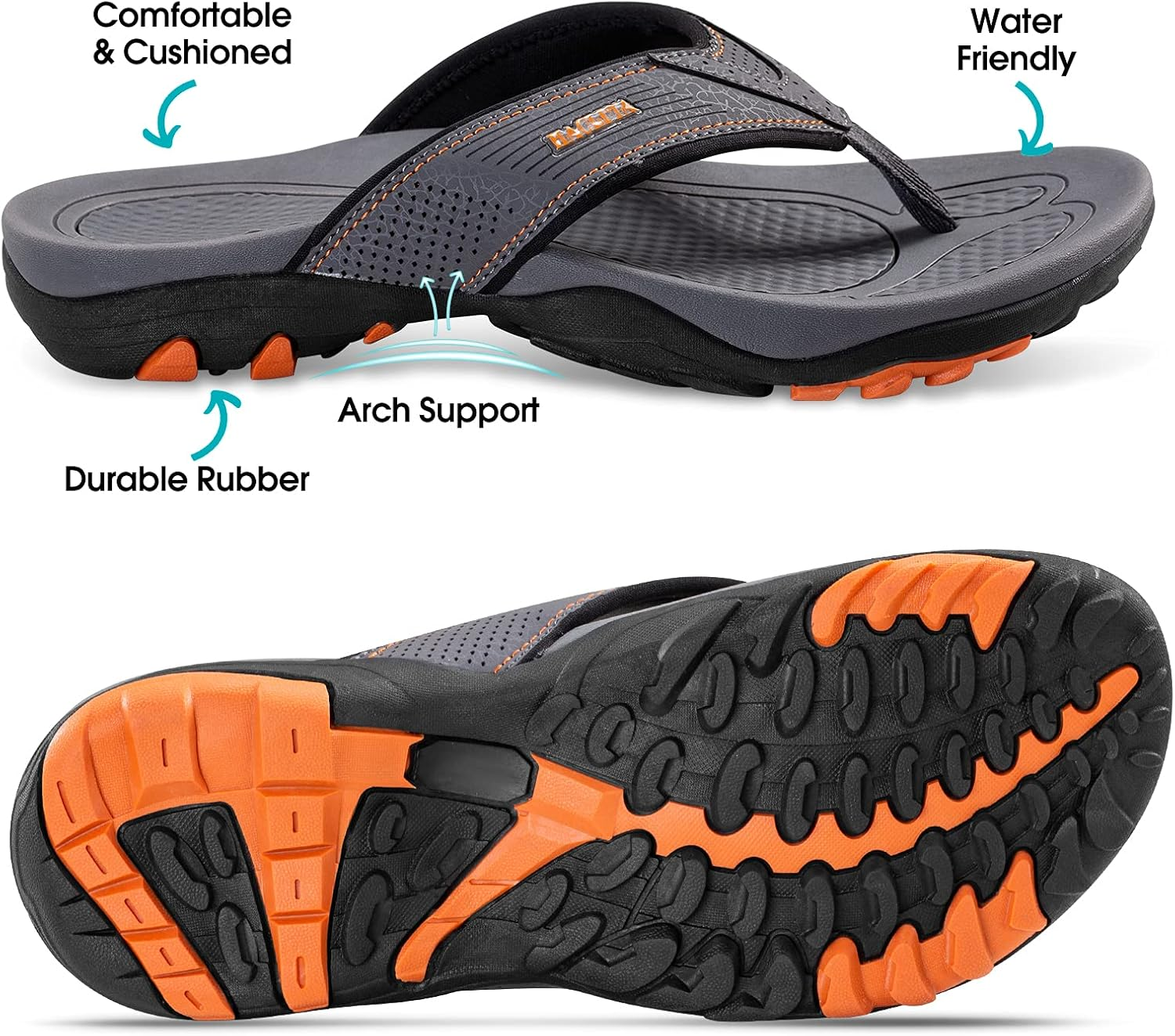 HAOLIRA Mens Sport Flip Flops Summer Beach Thong Sandals Non-Slip Slippers with Arch Support image number 3