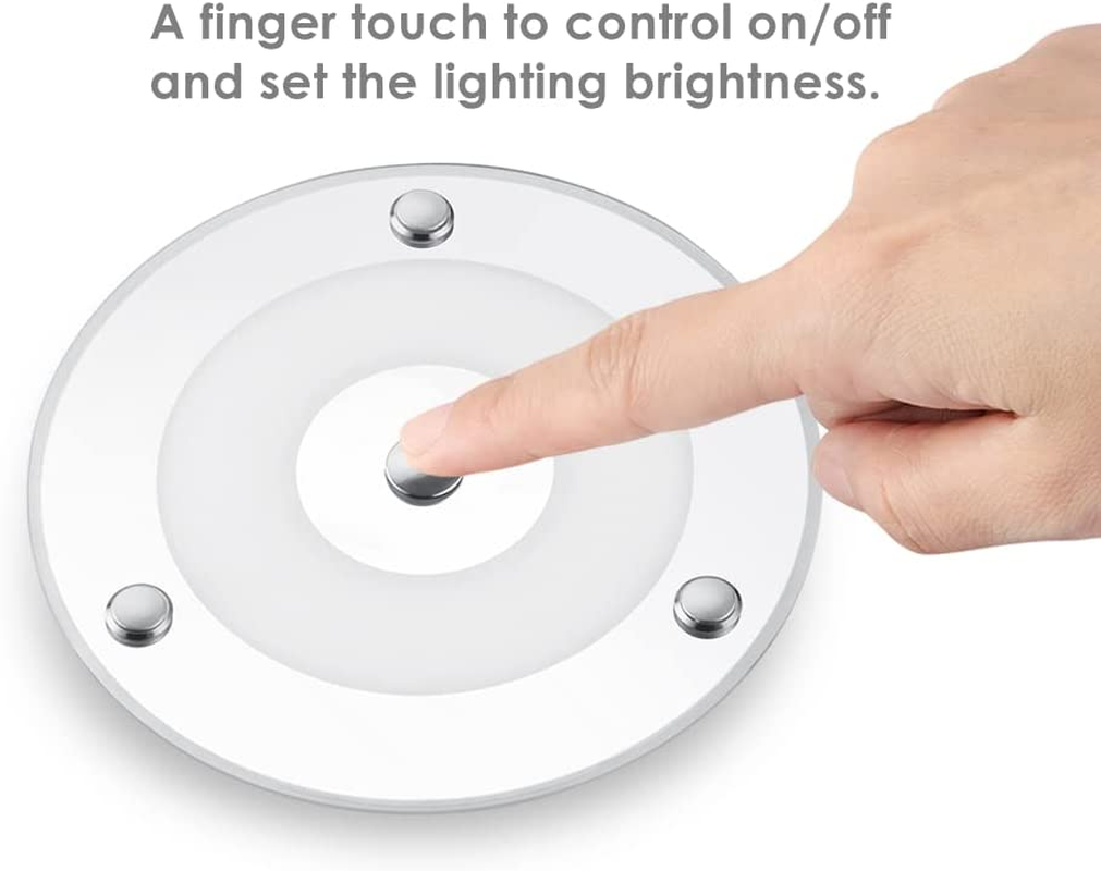 Camper Van 12V LED Panel Ceiling Light 120Mm 4.5W Dimmable 24V 400LM 3000K with Blue Night Light Touch Switch for RV Boat Caravan Marine Interior Lighting, Surface Mount Warm White 2 Pcs image number 2