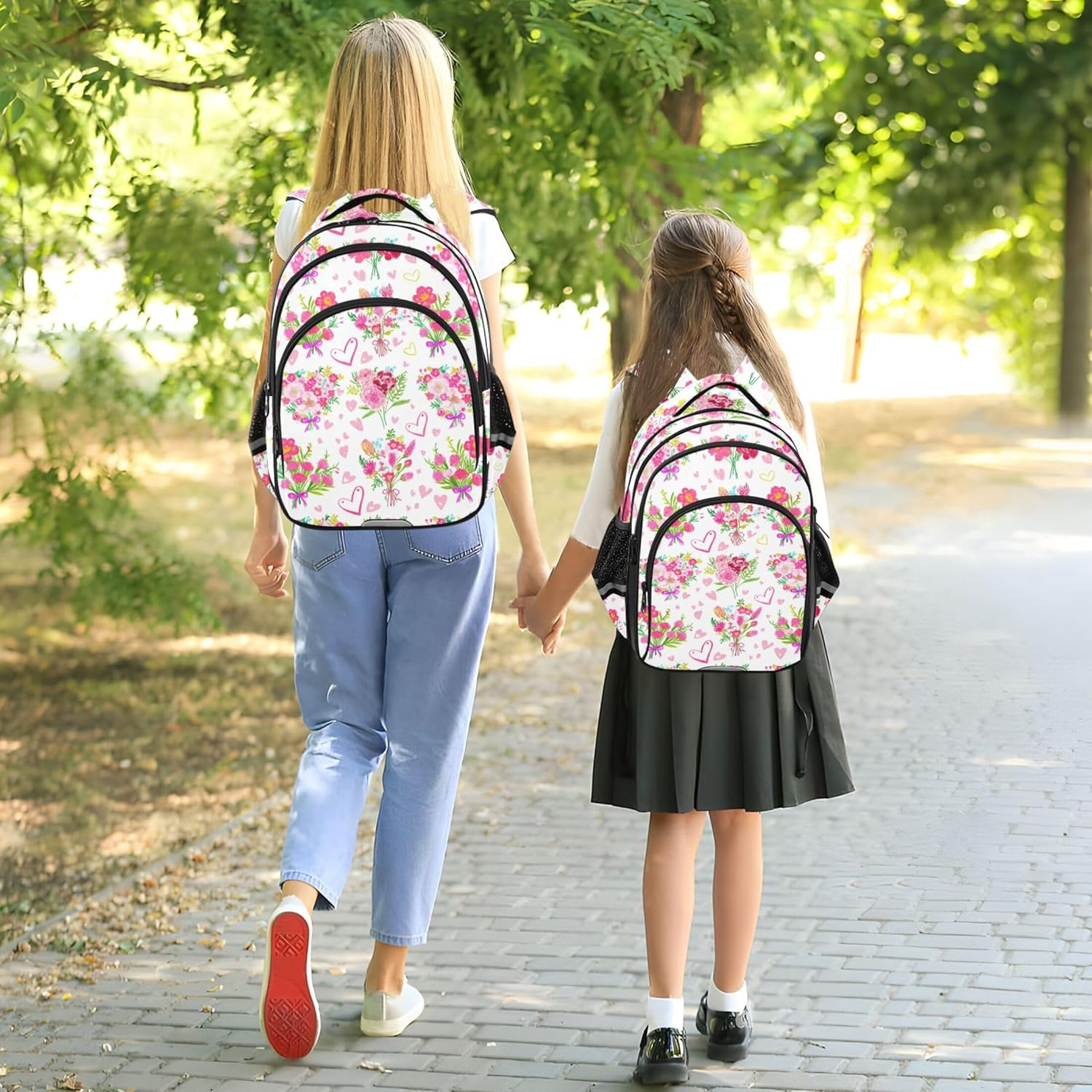 Joisal Kids Girls' Backpack Lightweight School Bags Kawaii Colorful Flower Bouquets Pink Bookbag Preschool Backpacks Cartoon image number 6