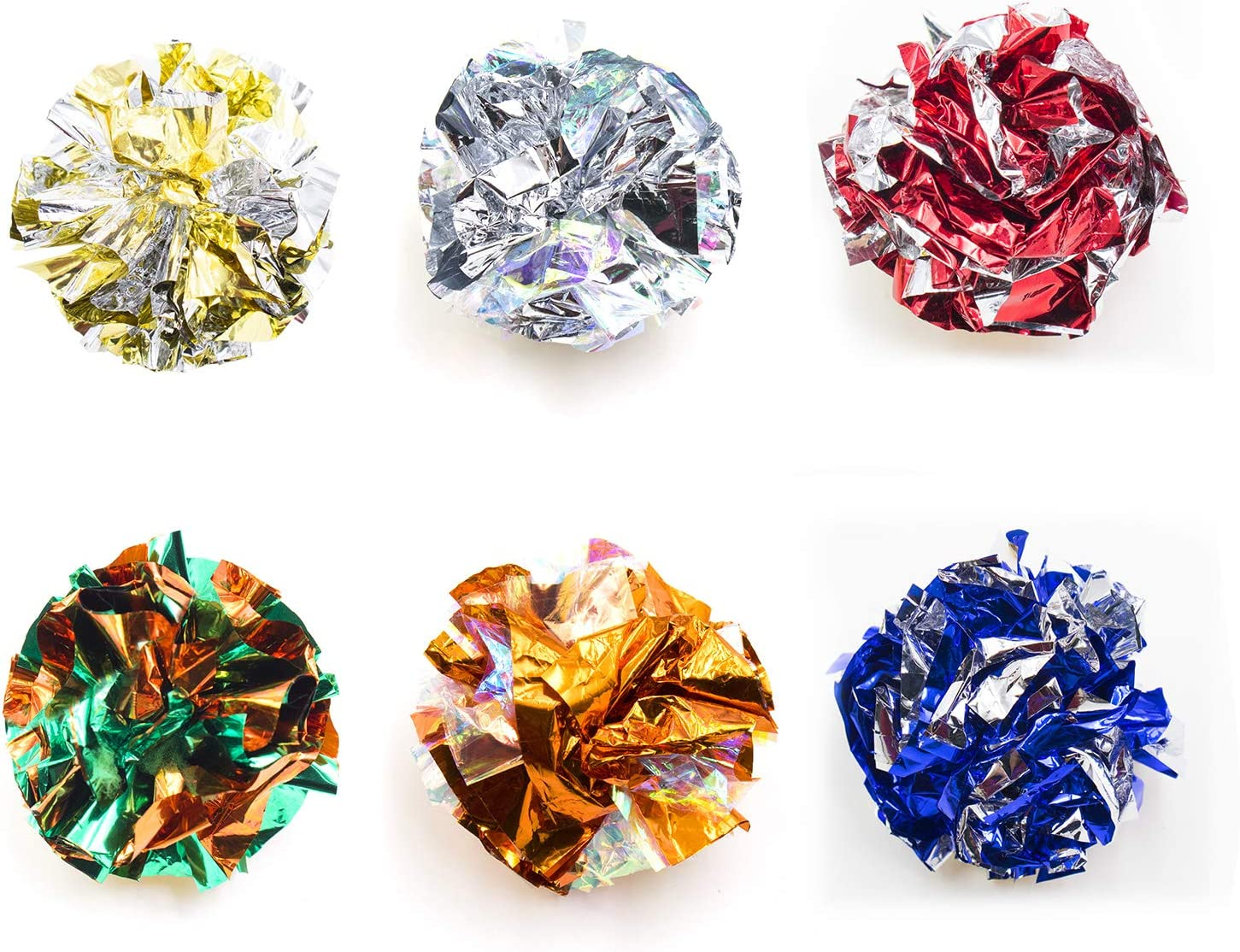 VAPKER 6Cm/2.36 Inches Large Cat Crinkle Balls Toys, Colorful Mylar Crinkle Balls for Pet Kitten(18Pcs Random Color) image number 6