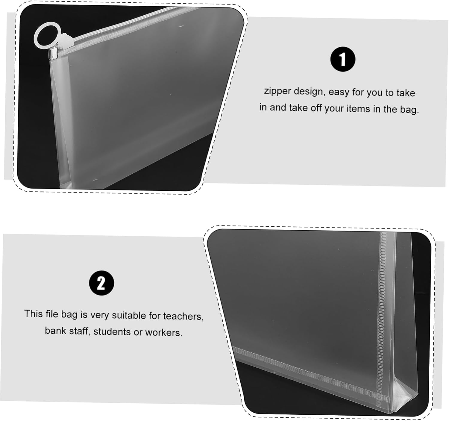 FUNNETOYU 4Pcs Bill Storage Bag Zippered File Pouch Reusable Document Holder for Receipts and Money Multi-Function Organizer image number 2