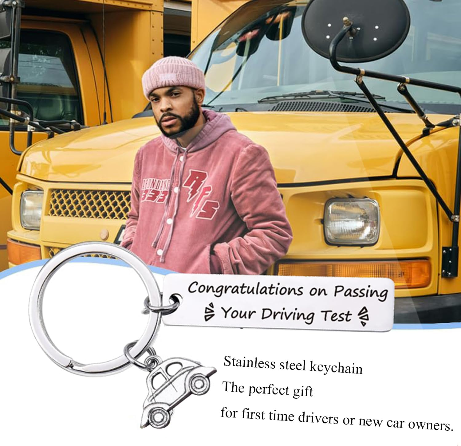 Stainless Steel Keychain, New Driver Gifts, Congratulations on Passing Driving Test Keychain for Teen Girls and Boys image number 4