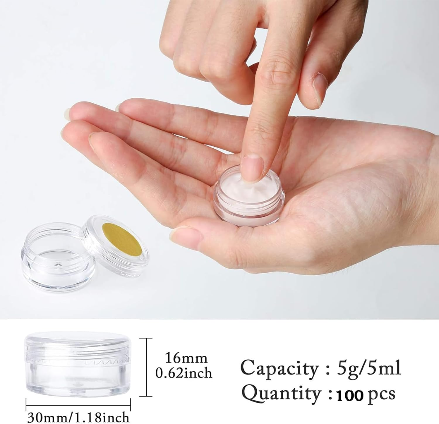 100Pcs Makeup Sample Jars Cream Jars, 5Ml Sample Containers Travel Cosmetic Container, Clear Lip Balm Containers Cosmetic Jars with Lids for Makeup Beauty Products Face Creams DIY Making (5ML) image number 6